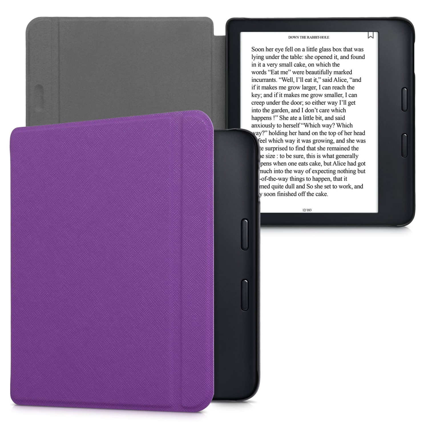 Étui kwMobile compatible avec la Libra 2 de Kobo - Étui folio en cuir de polyuréthane pour liseuse de style livre - Violet