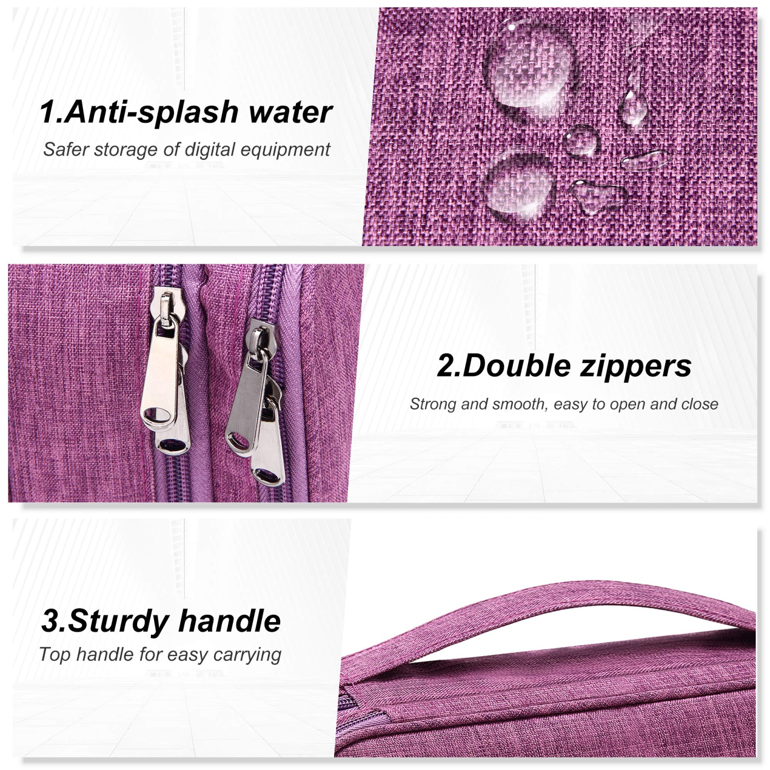 Sac de voyage à deux couches pour articles électroniques Étui range-tout Câble organzier Sac de rangement portatif pour accessoires électroniques