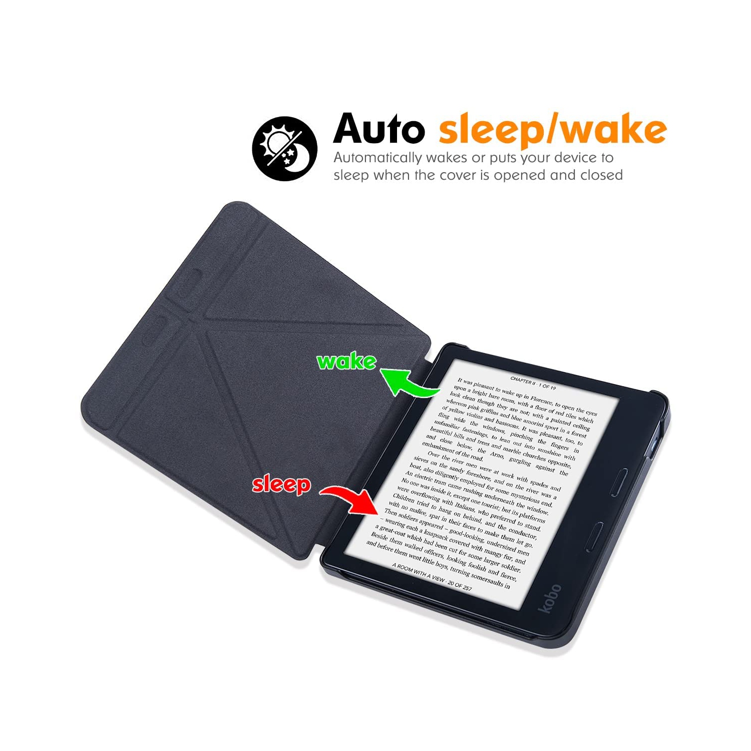 Kobo Libra 2 Case - Premium PU Leather Origami Stand Protective Cover with Auto Wake/Sleep (Magnolia)