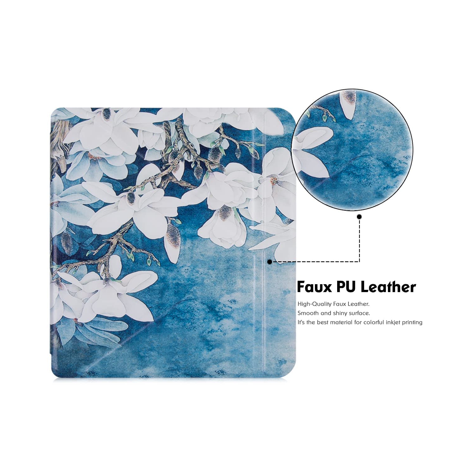 Kobo Libra 2 Case - Premium PU Leather Origami Stand Protective Cover with Auto Wake/Sleep (Magnolia)