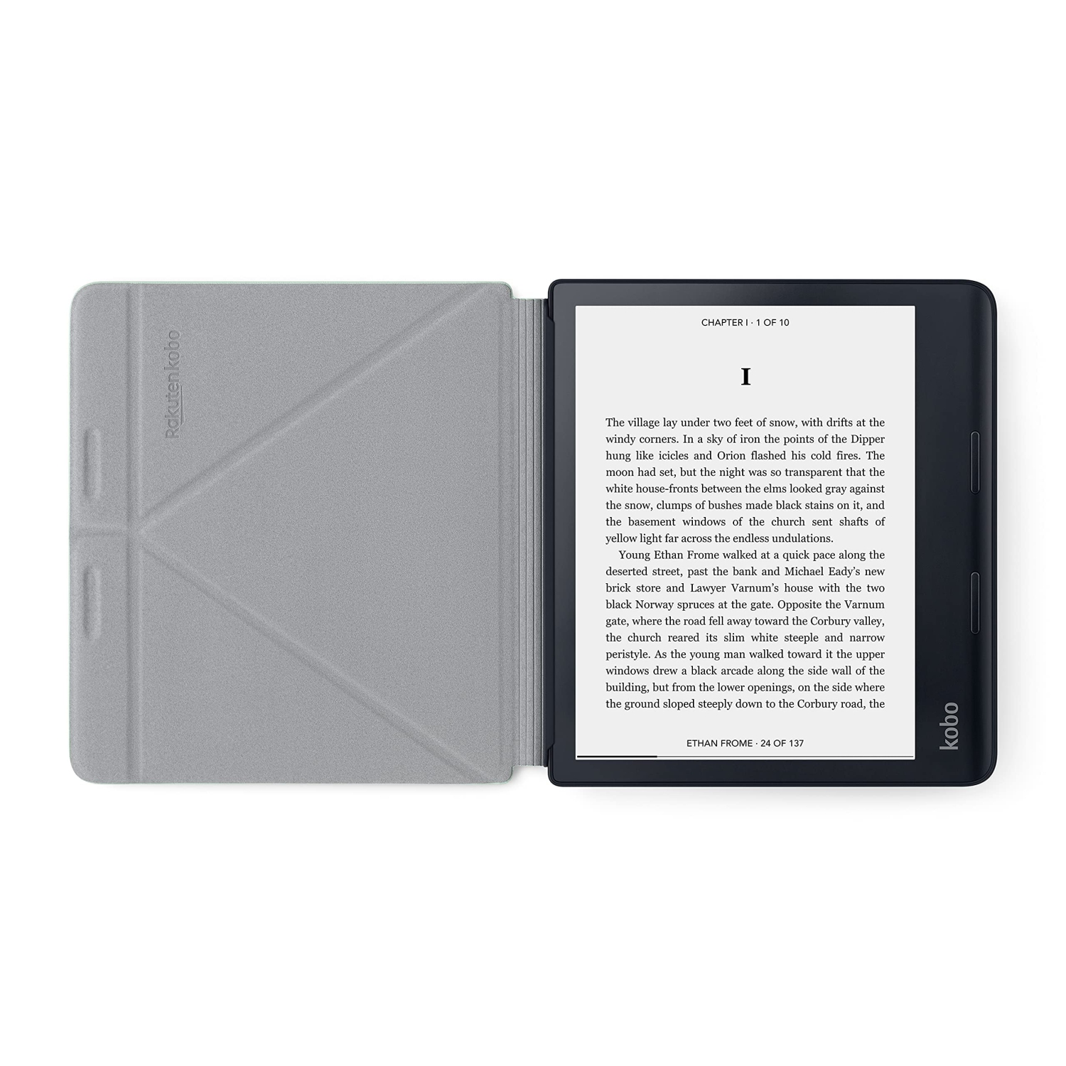 Kobo Sage SleepCover Case | Black | Sleep/Wake Technology | Built-in 2-Way Stand | Vegan Leather | Compatible with 8” Kobo L