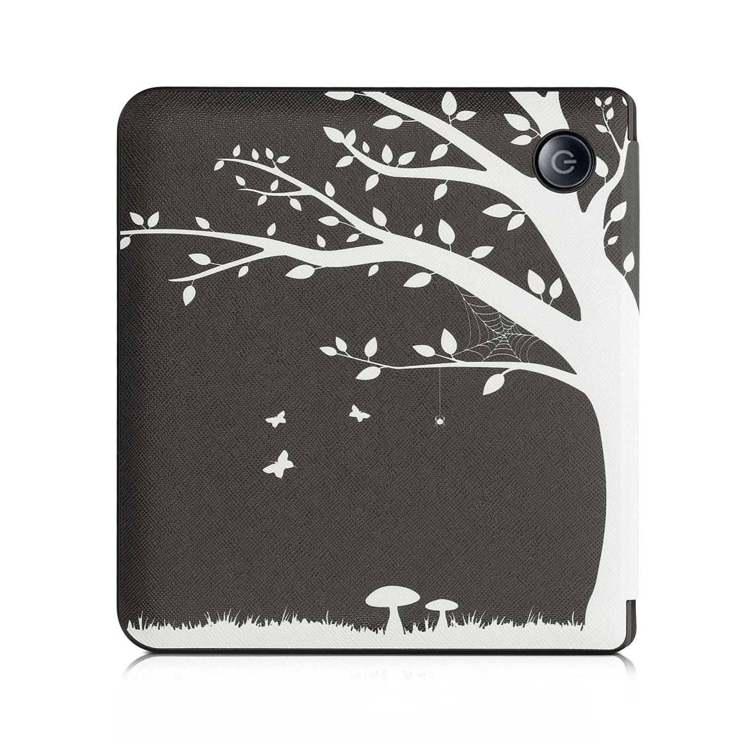 kwmobile Case Compatible with Kobo Libra H2O - Case PU e-Reader Cover - Girl Tree Swing White/Black