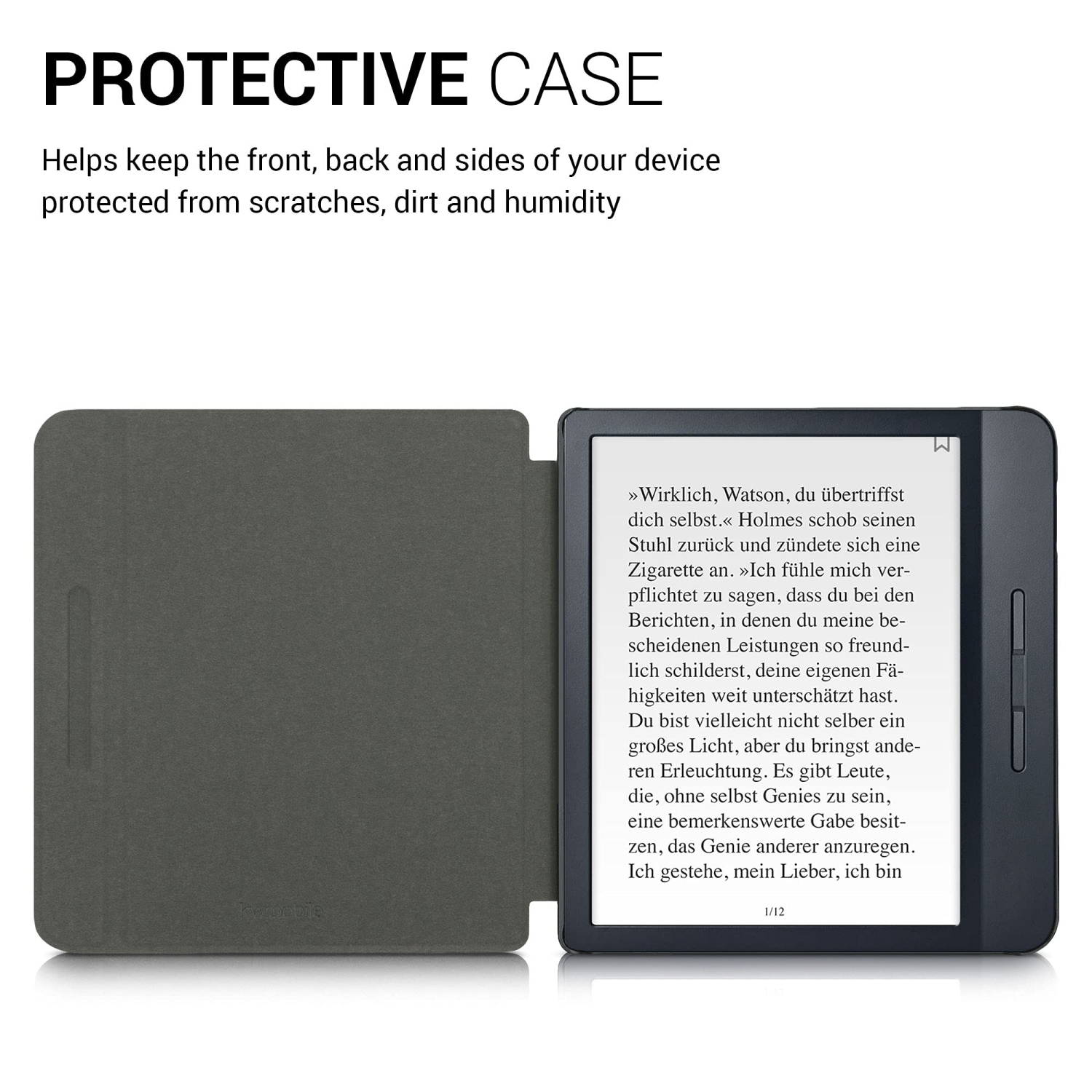 kwmobile Case Compatible with Kobo Libra H2O - Case PU e-Reader Cover - Girl Tree Swing White/Black