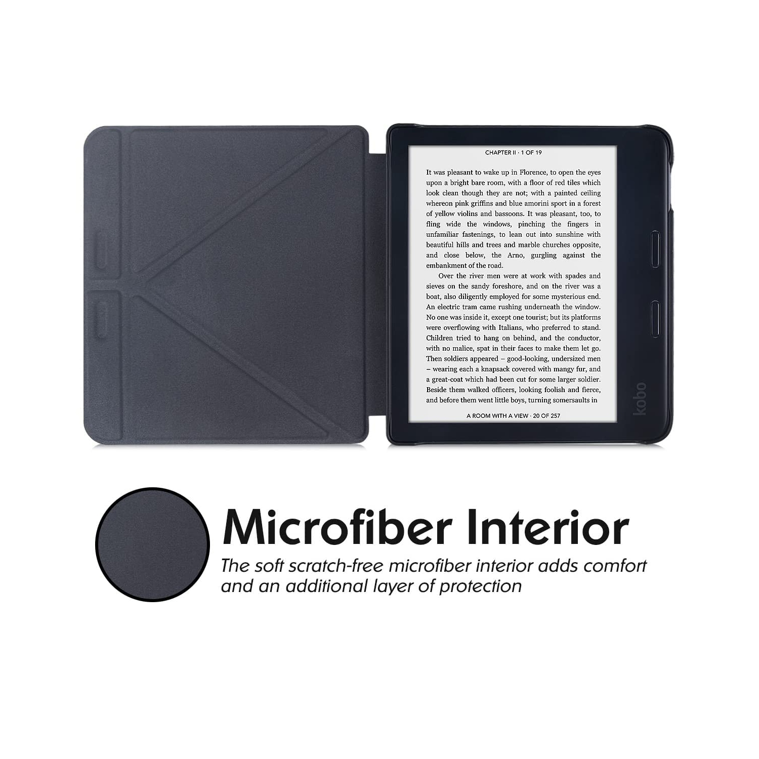 Kobo Libra 2 Case - Premium PU Leather Origami Stand Protective Cover with Auto Wake/Sleep (Nightfall)