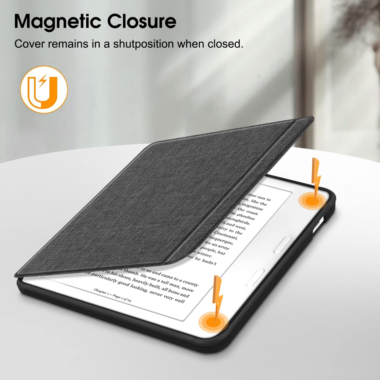 Étui mince pour liseuse Libra 2 de Kobo – Couverture arrière en TPUR souple avec fonction Auto Wake/Sleep pour liseuse de 7 po Libra 2 de Kobo, gris