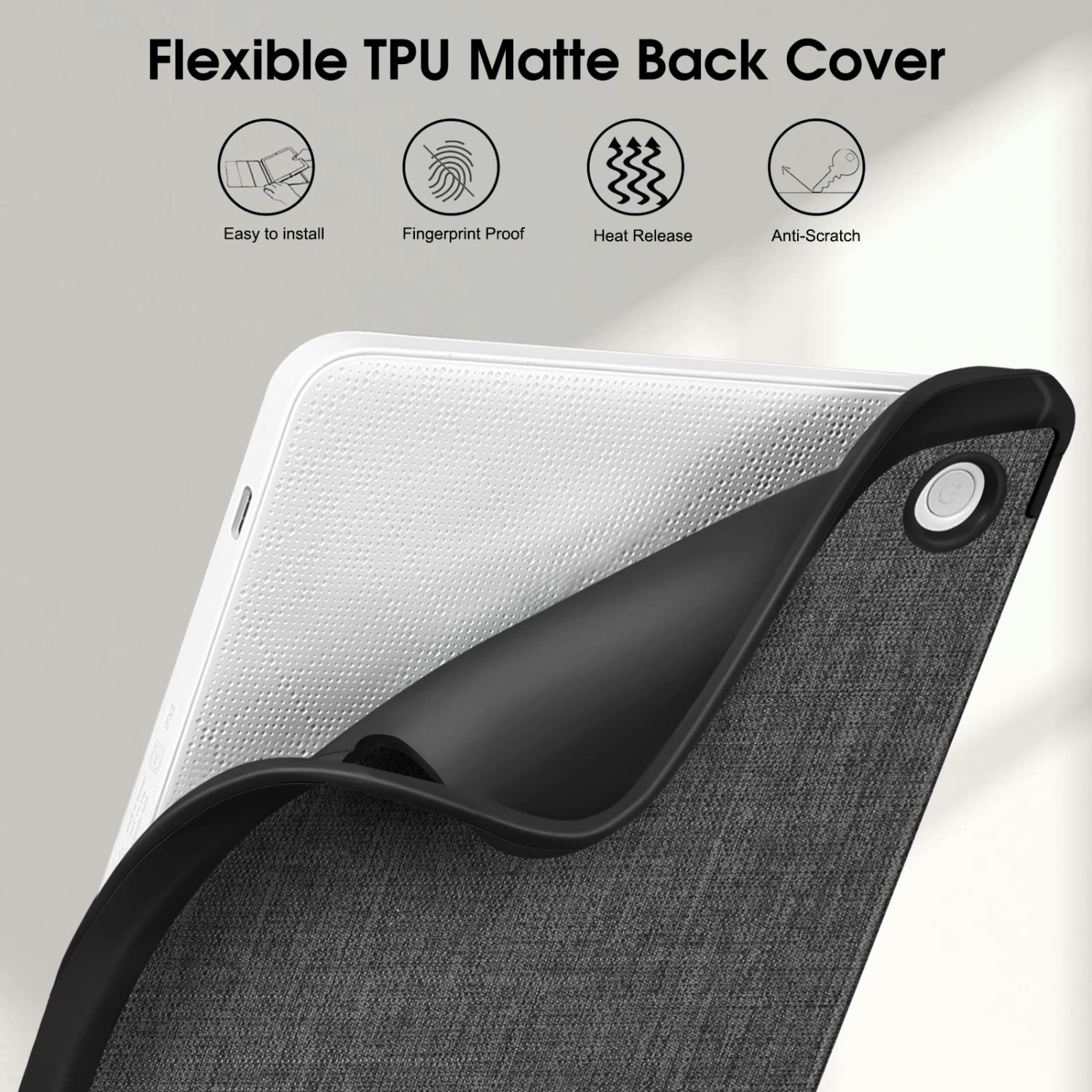 Étui mince pour liseuse Libra 2 de Kobo – Couverture arrière en TPUR souple avec fonction Auto Wake/Sleep pour liseuse de 7 po Libra 2 de Kobo, gris