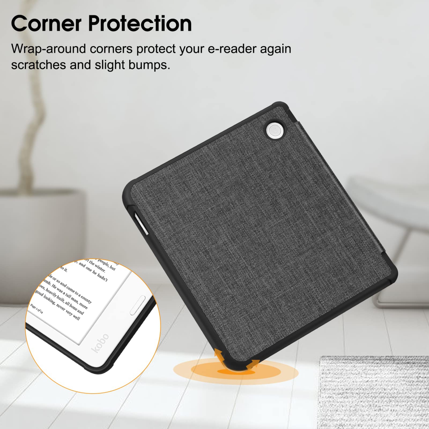 Étui mince pour liseuse Libra 2 de Kobo – Couverture arrière en TPUR souple avec fonction Auto Wake/Sleep pour liseuse de 7 po Libra 2 de Kobo, gris