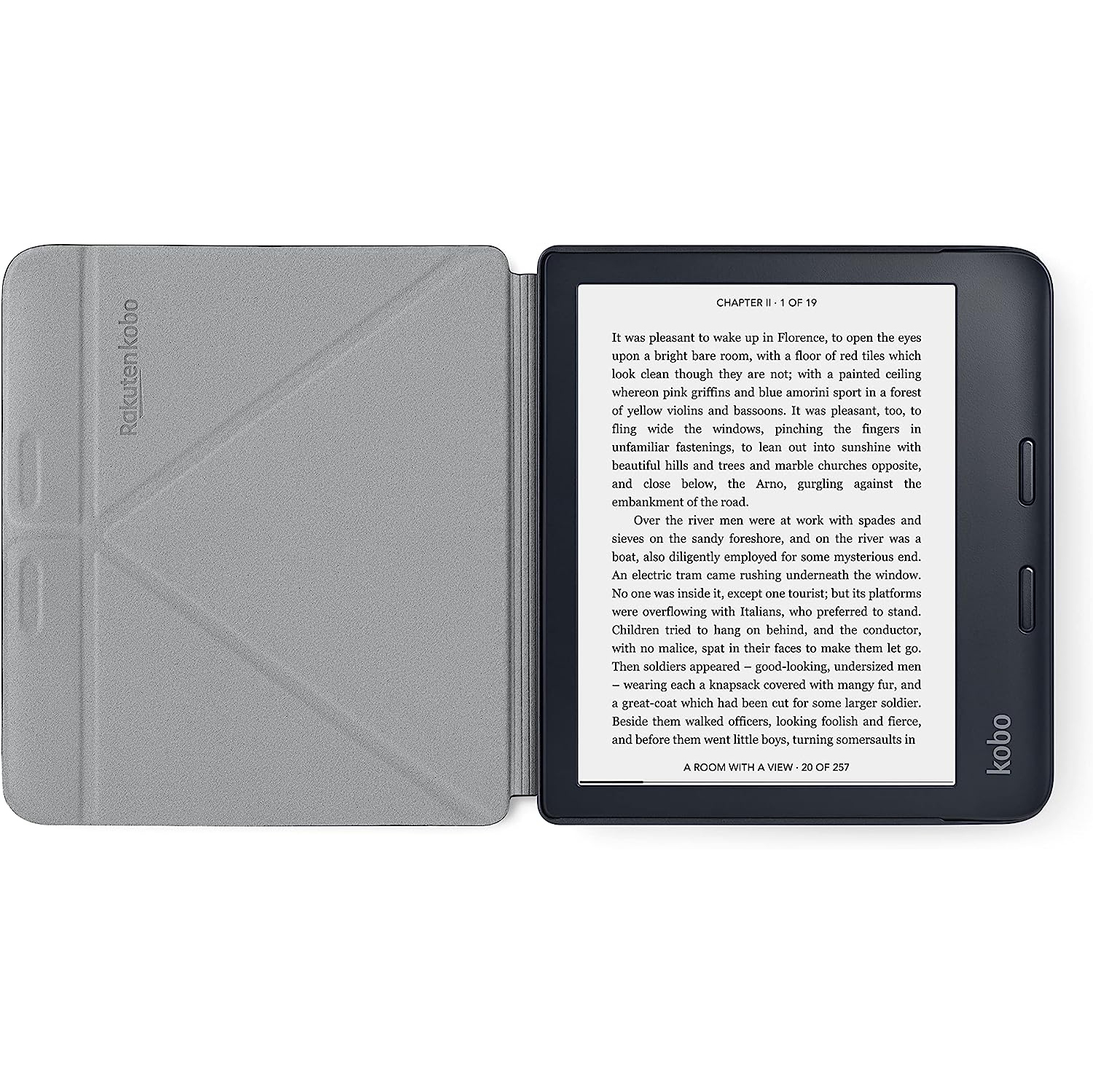 Étui SleepCover pour Libra 2 de Kobo | Noir | technologie Sleep/Wake | Support à 2 voies intégré | cuir végétalien | compatible avec la liseuse Libra