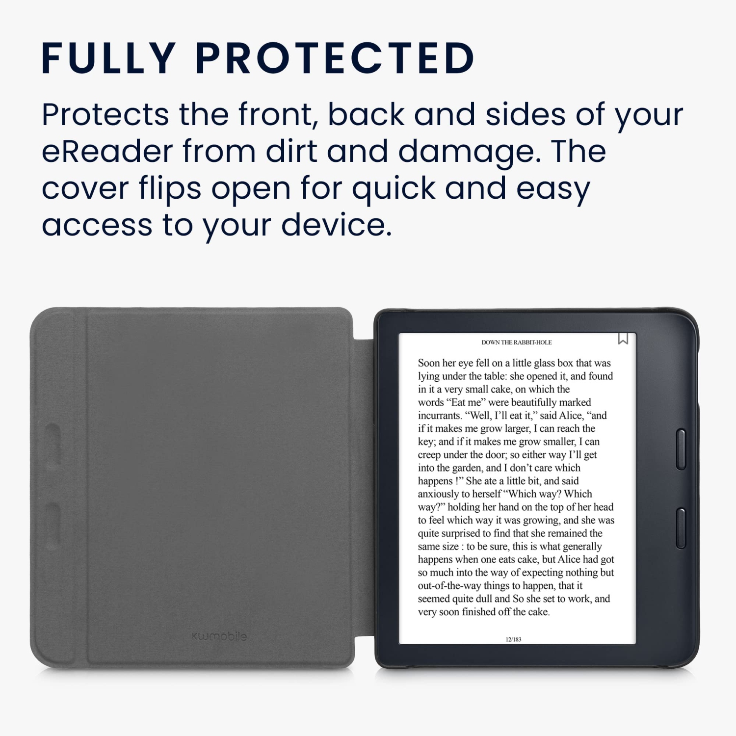 kwmobile Case Compatible with Kobo Libra 2 - Book Style PU Leather e-Reader Cover Folio Case - Dark Blue