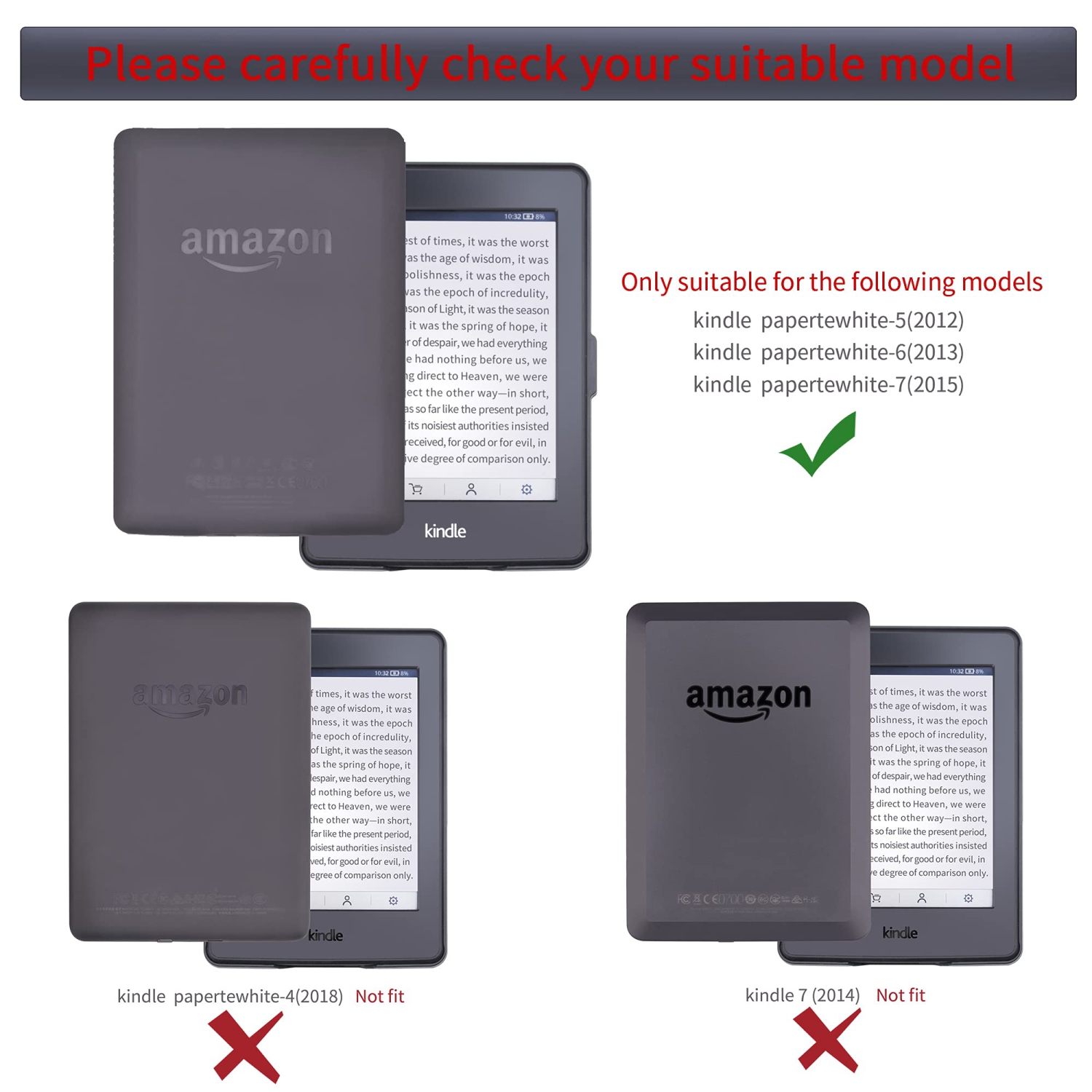 dws Case for Kindle Paperwhite 5,6,Generations,Flip Cover Protection Case for E-Readers,Ultra-Thin Protective Cover with Aut