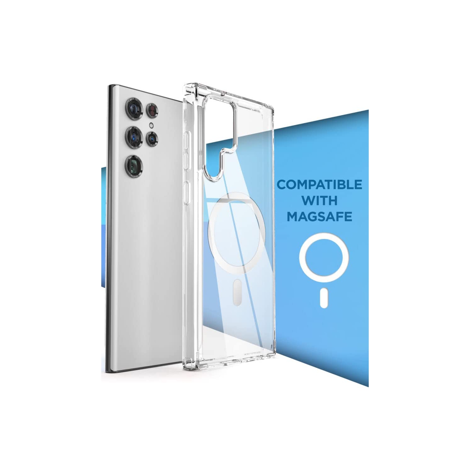 【CSmart】 Hybrid Magnetic Wireless Charging Case Back Cover MagSafe Compatible for Samsung Galaxy S22 Ultra, Clear