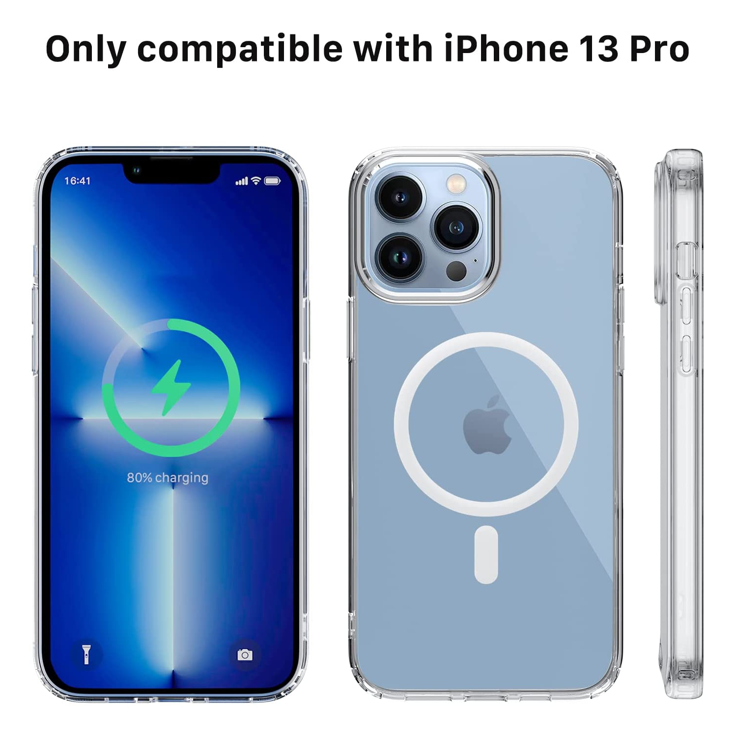 【CSmart】 Hybrid Magnetic Wireless Charging MagSafe Case Back Cover for iPhone 13 Pro, Clear