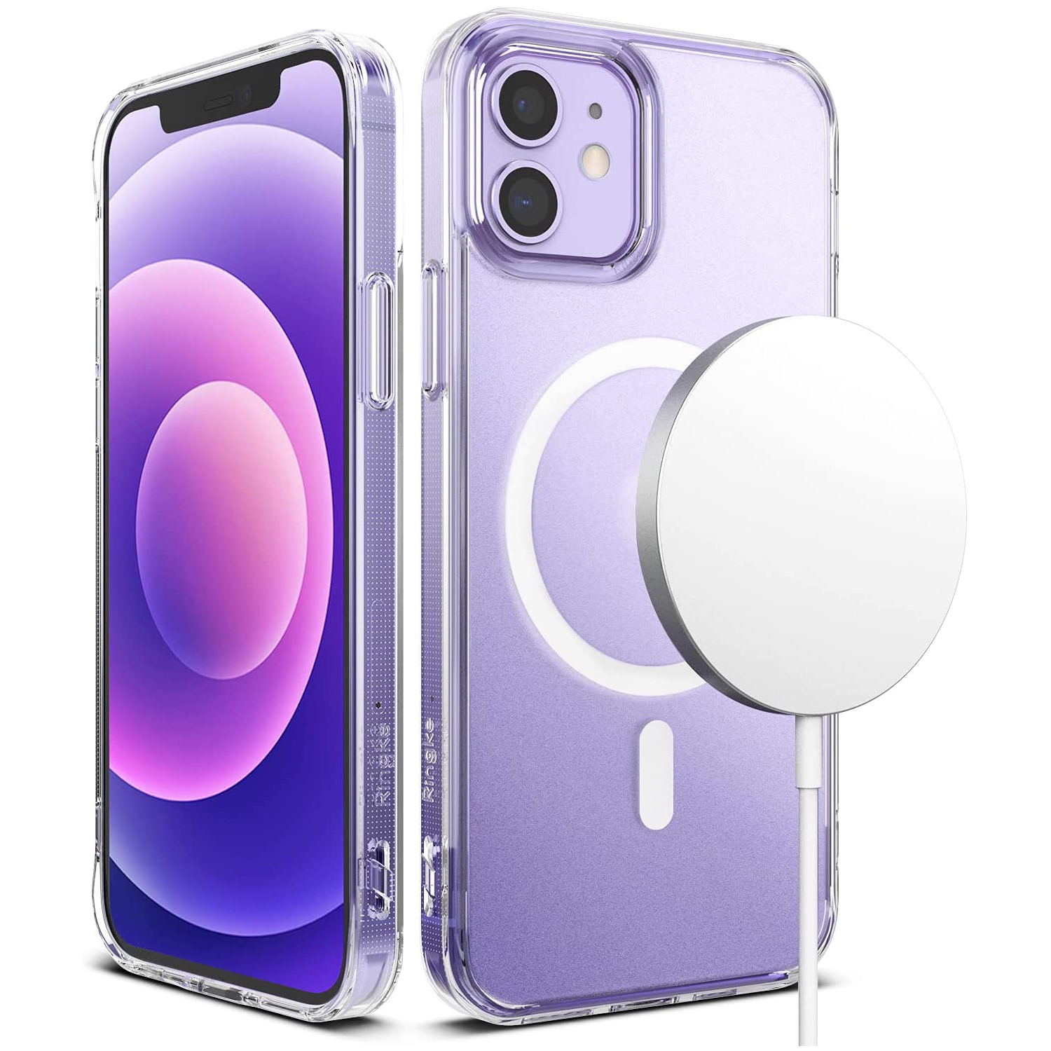 【CSmart】 Étui arrière de charge magnétique sans fil hybride compatible MagSafe pour iPhone 12/12 Pro, transparent