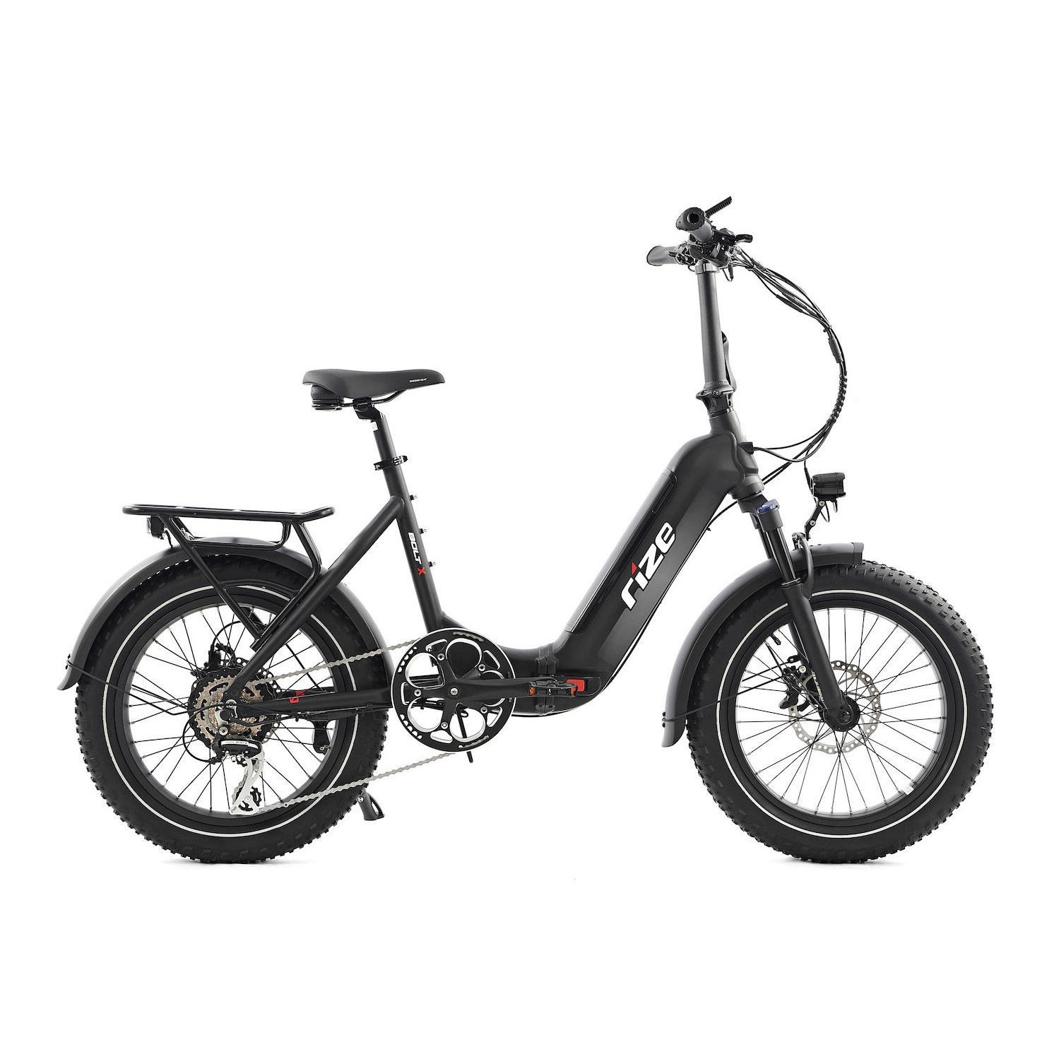 Bolt X - Foldable Electric Fat Bike | Rize Bikes - Powerful Bafang 500Watt - 48V 14Ah Samsung Integrated Upgradable to 24Ah Dual Battery - Hydraulic Brakes Ebike - Matte Black