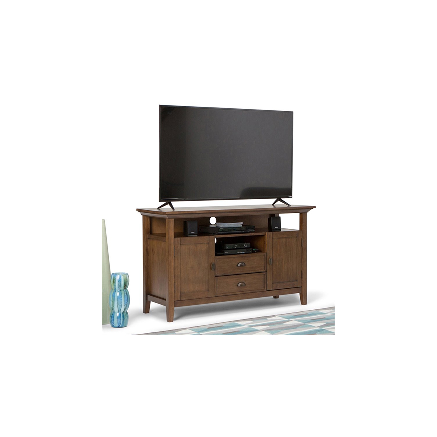 Trent Home Solid Wood 54 " Transitional TV Media Stand in Rustic Brown
