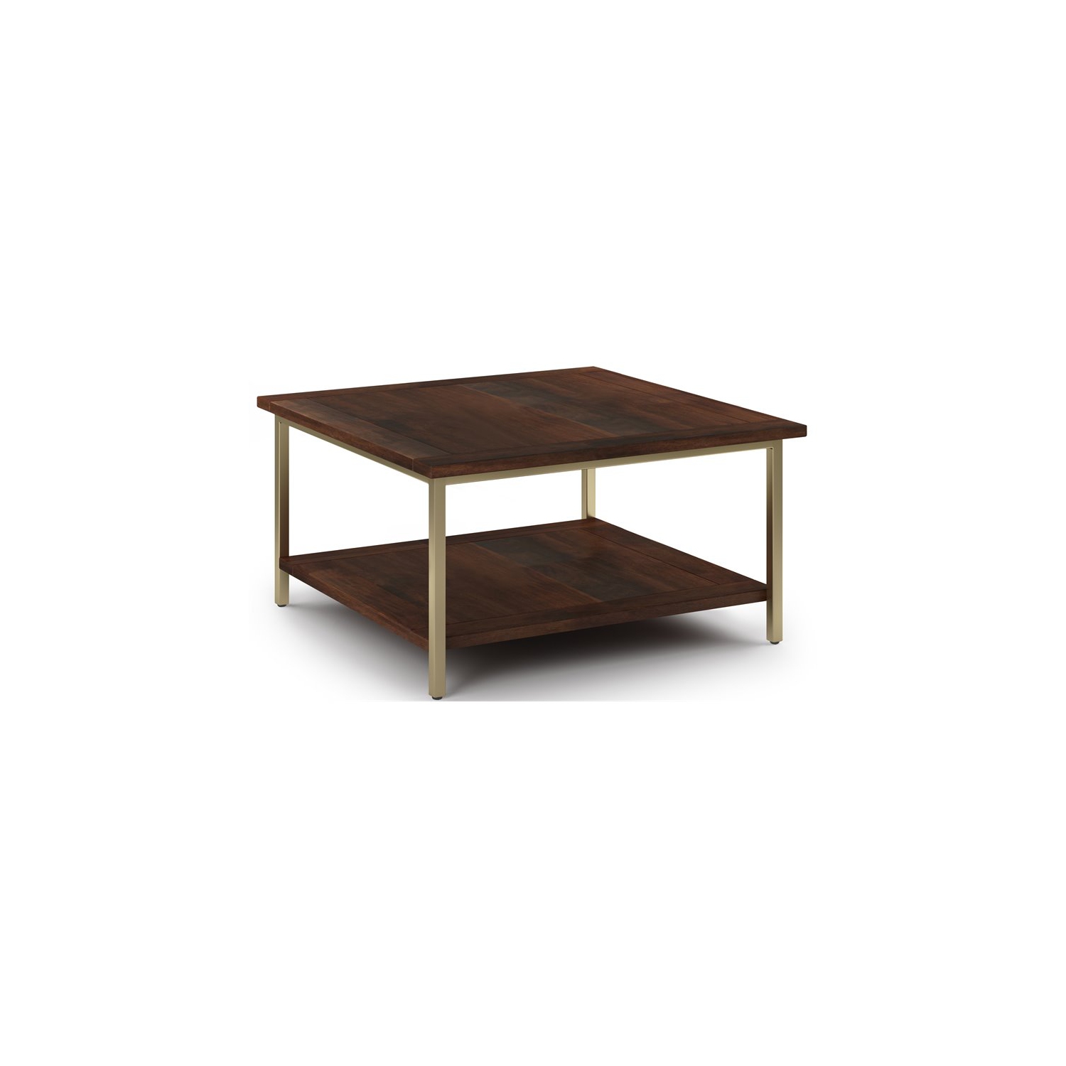 Trent Home Mango Wood and Metal 34" Square Industrial Coffee Table in Dark Brown