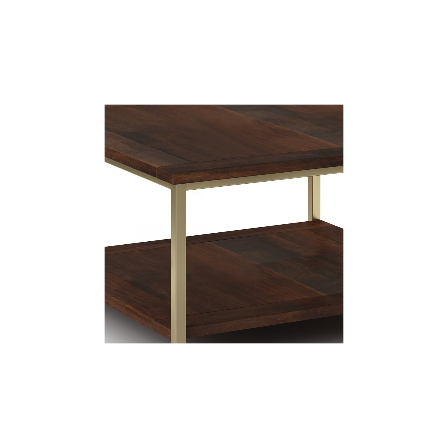 Trent Home Mango Wood and Metal 34" Square Industrial Coffee Table in Dark Brown