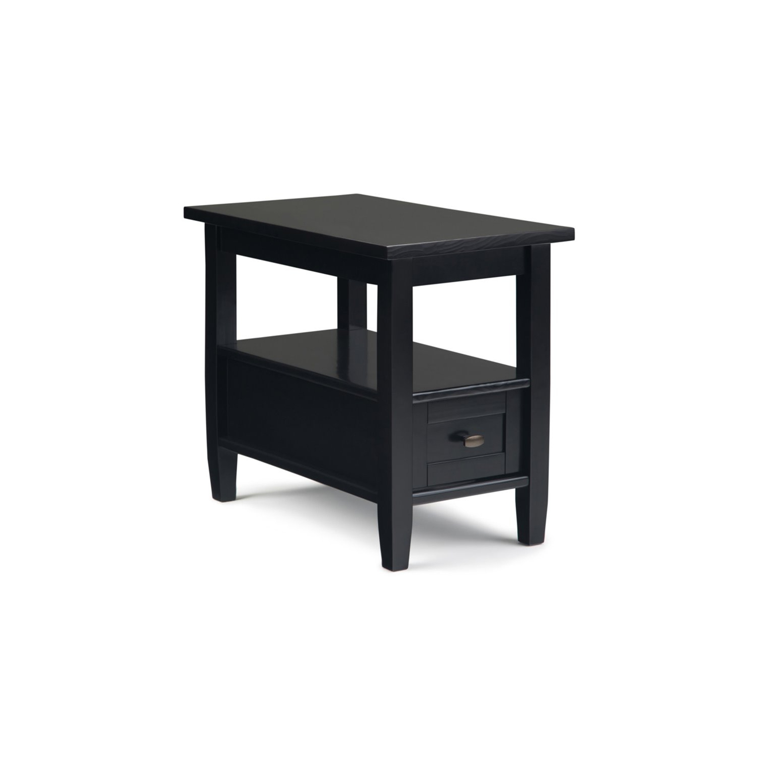 Trent Home Wood 14" Rectangle Transitional Narrow Side Table in Black