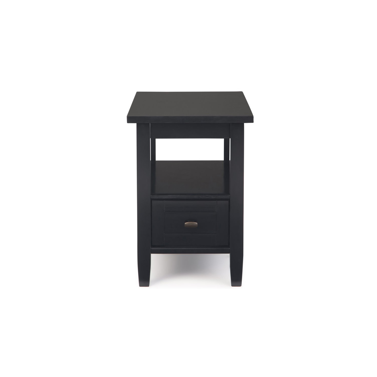 Trent Home Wood 14" Rectangle Transitional Narrow Side Table in Black