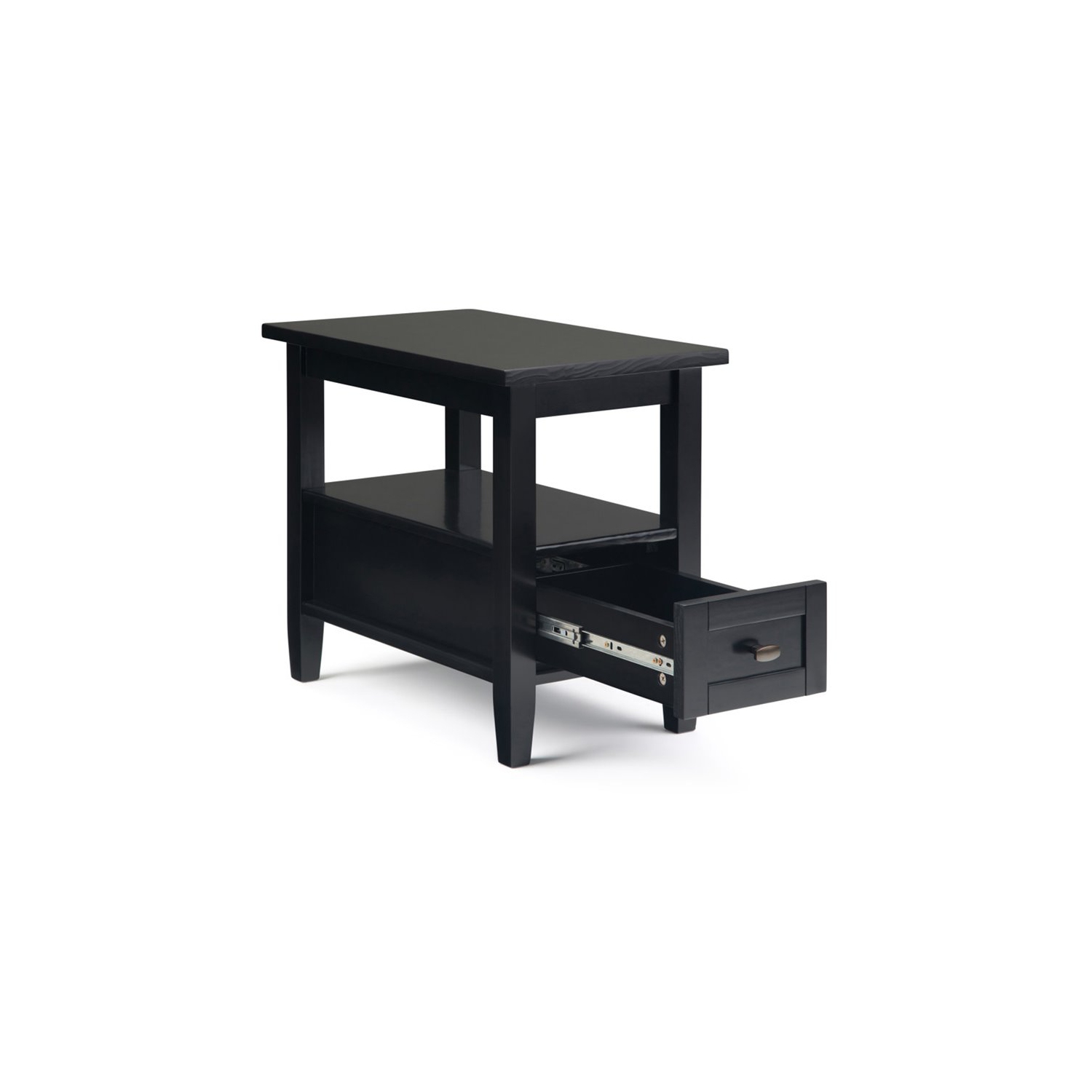 Trent Home Wood 14" Rectangle Transitional Narrow Side Table in Black