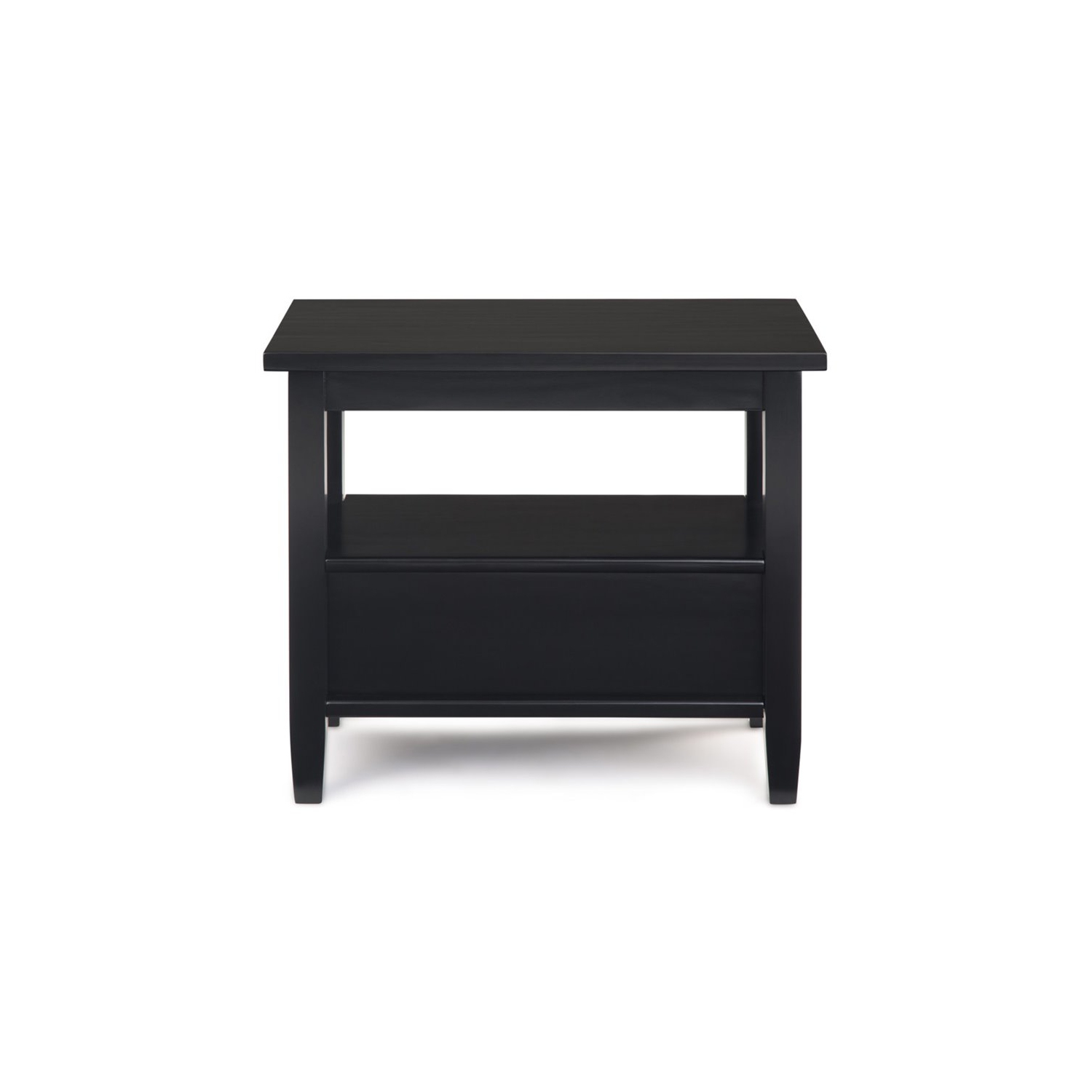 Trent Home Wood 14" Rectangle Transitional Narrow Side Table in Black