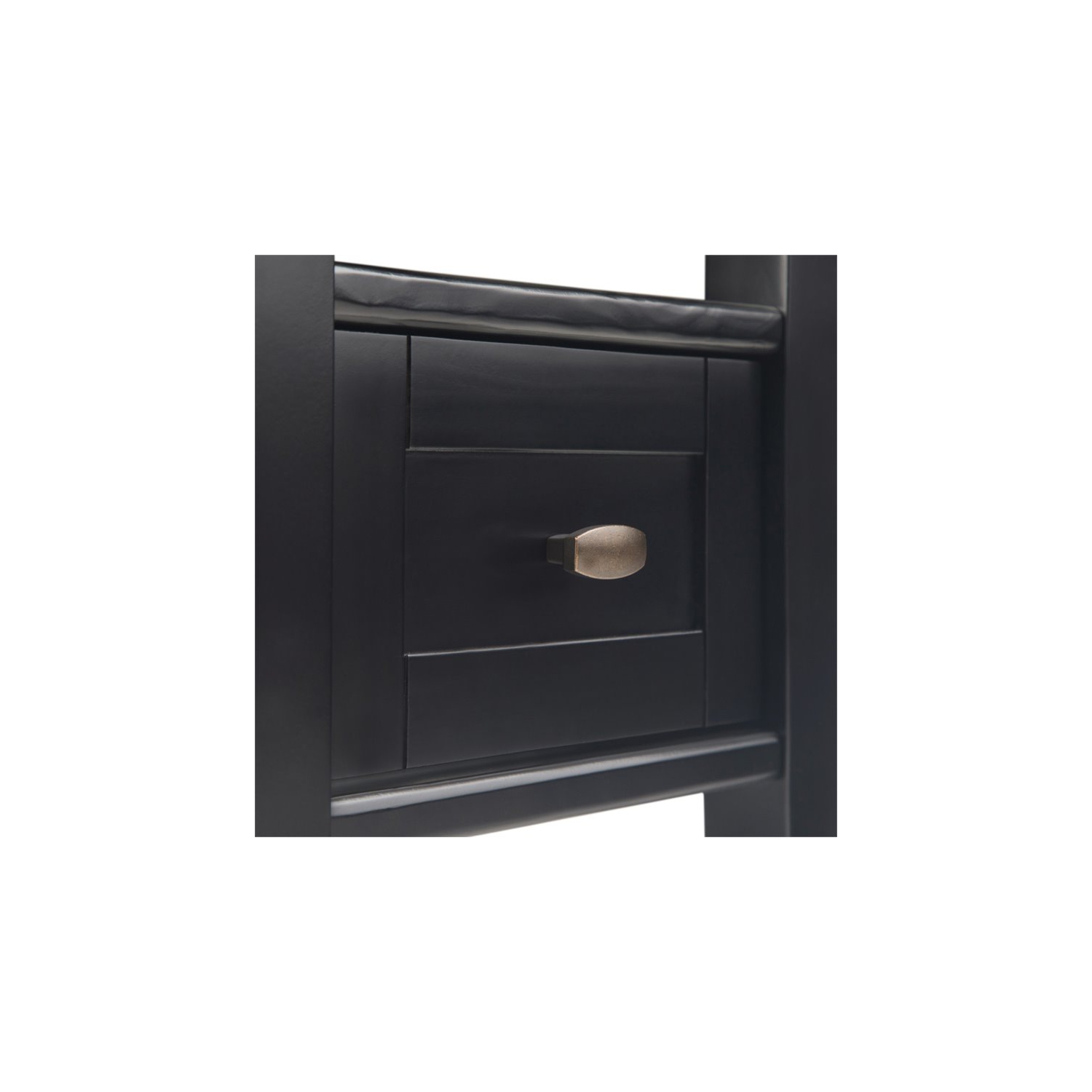 Trent Home Wood 14" Rectangle Transitional Narrow Side Table in Black