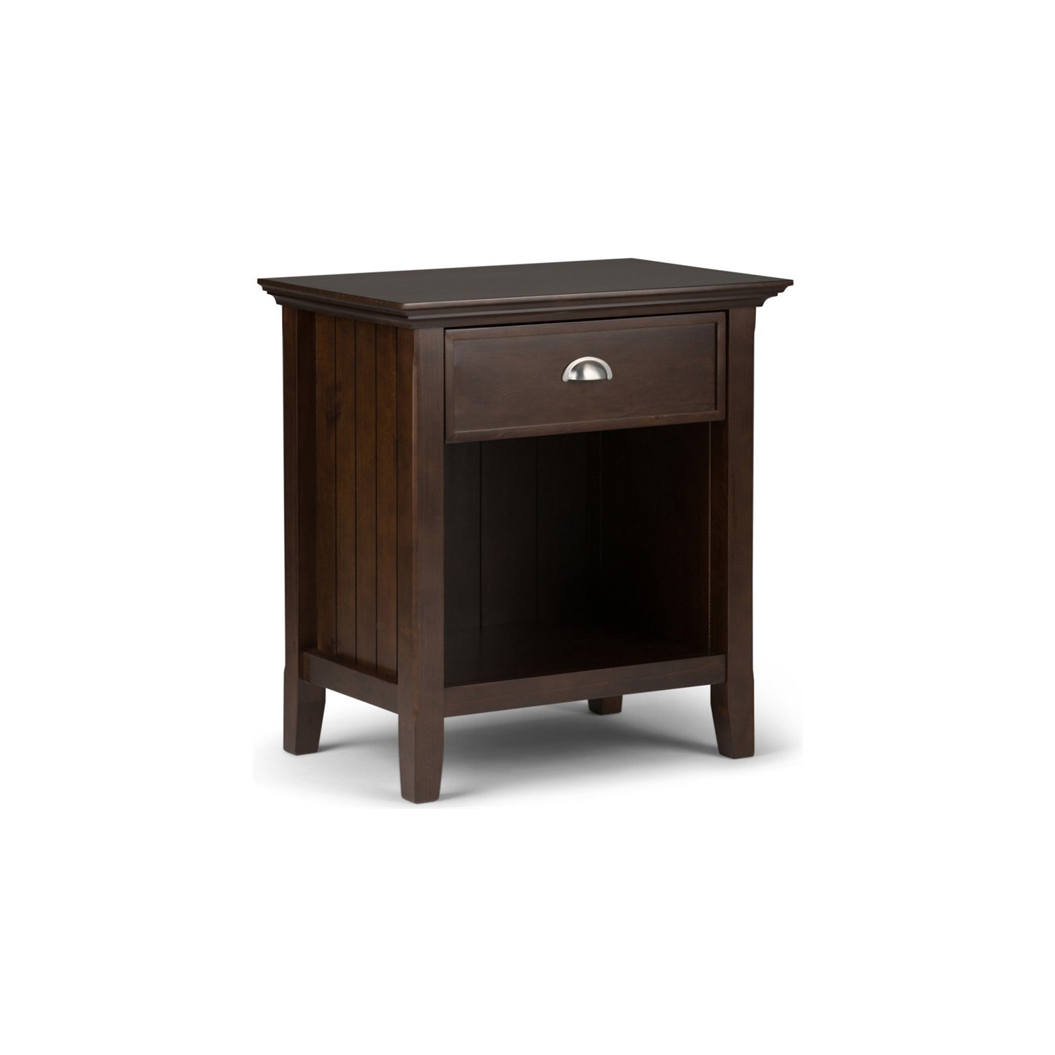 Trent Home Wood 24" Transitional Bedside Nightstand Table in Brunette Brown