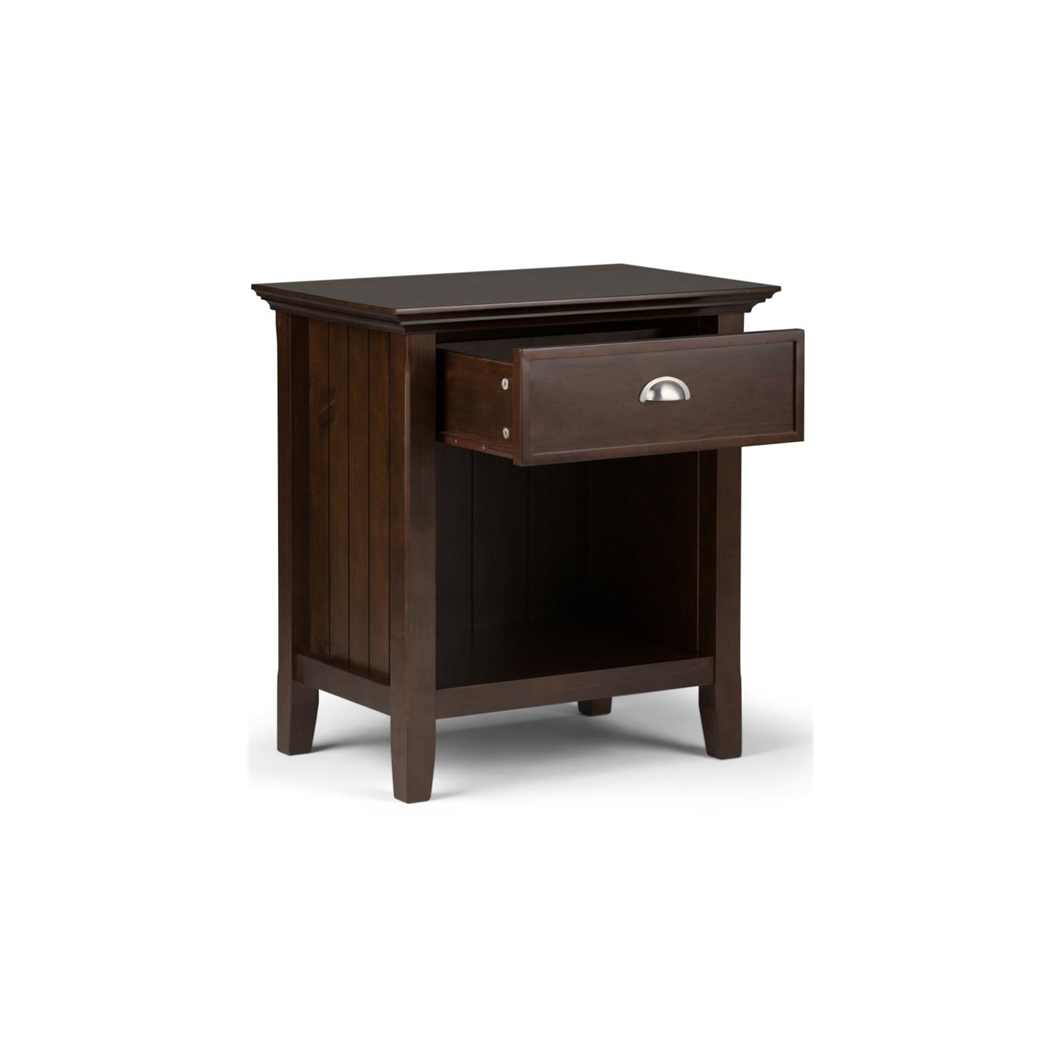 Trent Home Wood 24" Transitional Bedside Nightstand Table in Brunette Brown