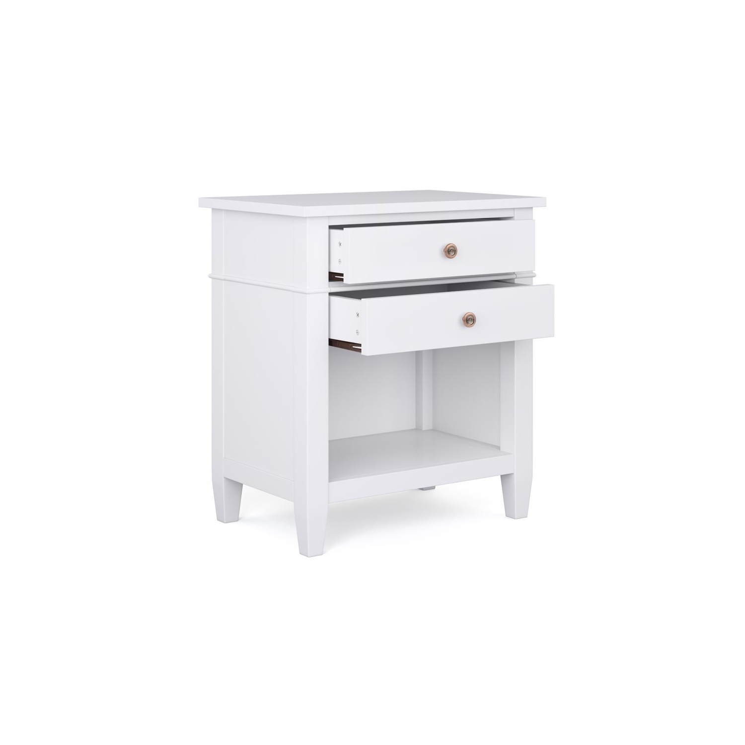 Trent Home Wood 24" Transitional Bedside Nightstand Table in White