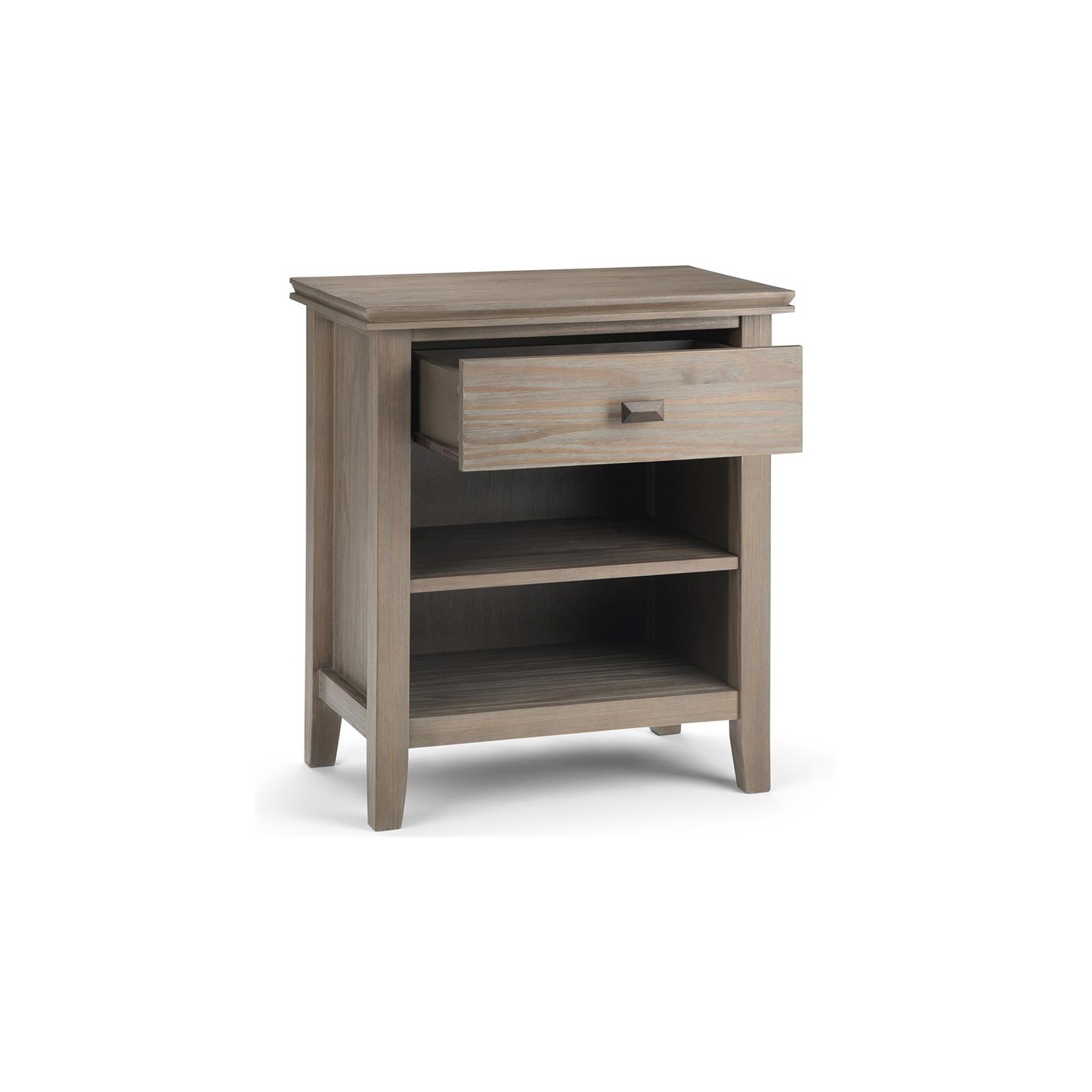 Trent Home Wood 24" Transitional Bedside Nightstand Table in Gray