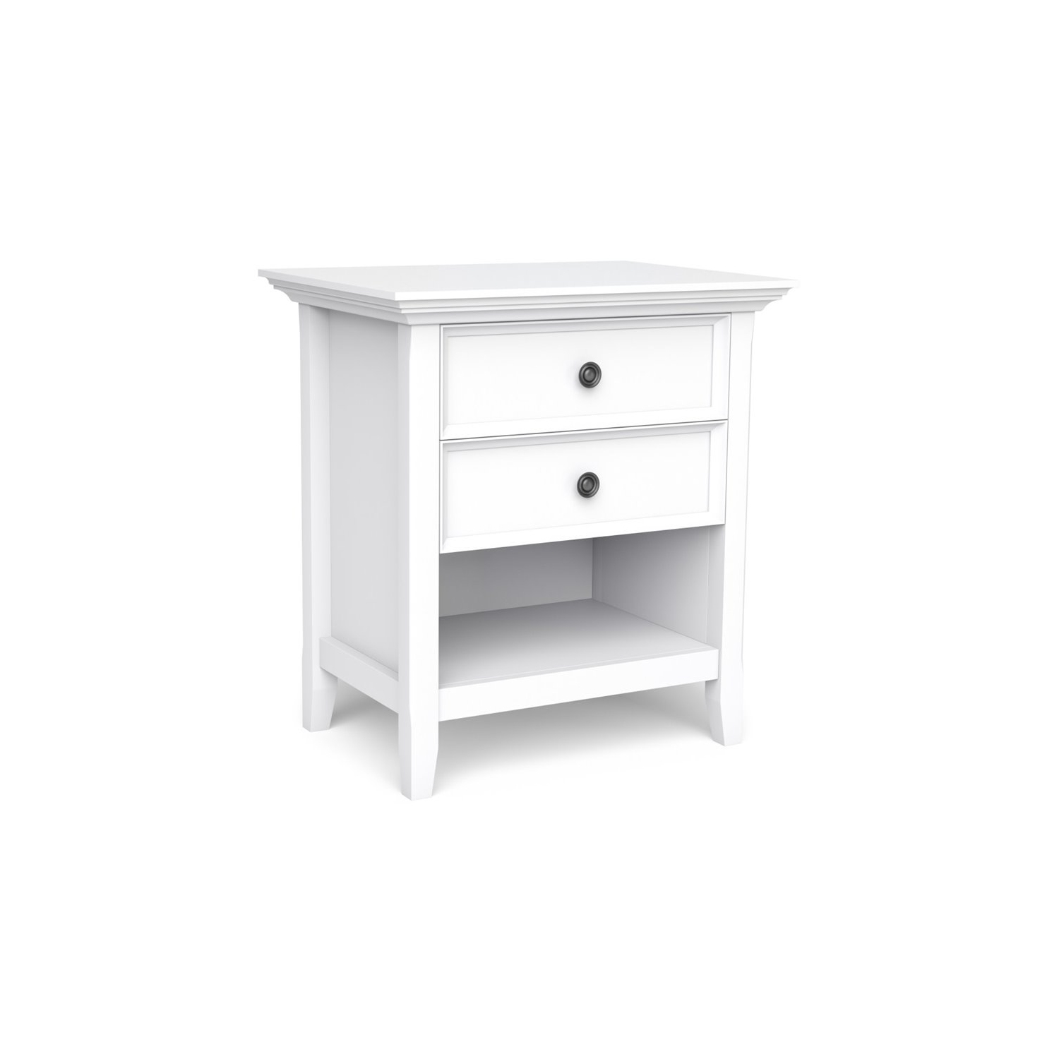 Trent Home Solid Mango Hardwood & Metal 2 Drawer Nightstand in White
