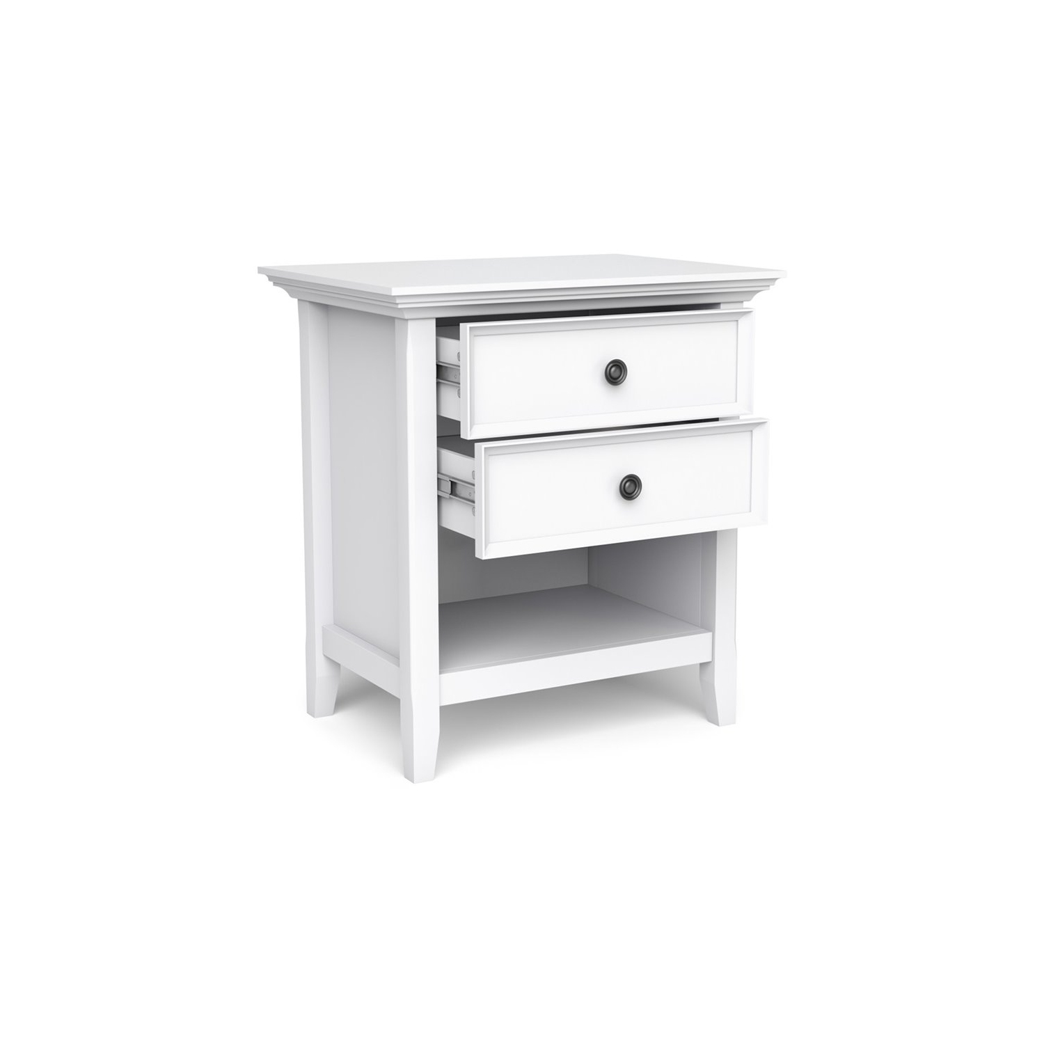 Trent Home Solid Mango Hardwood & Metal 2 Drawer Nightstand in White