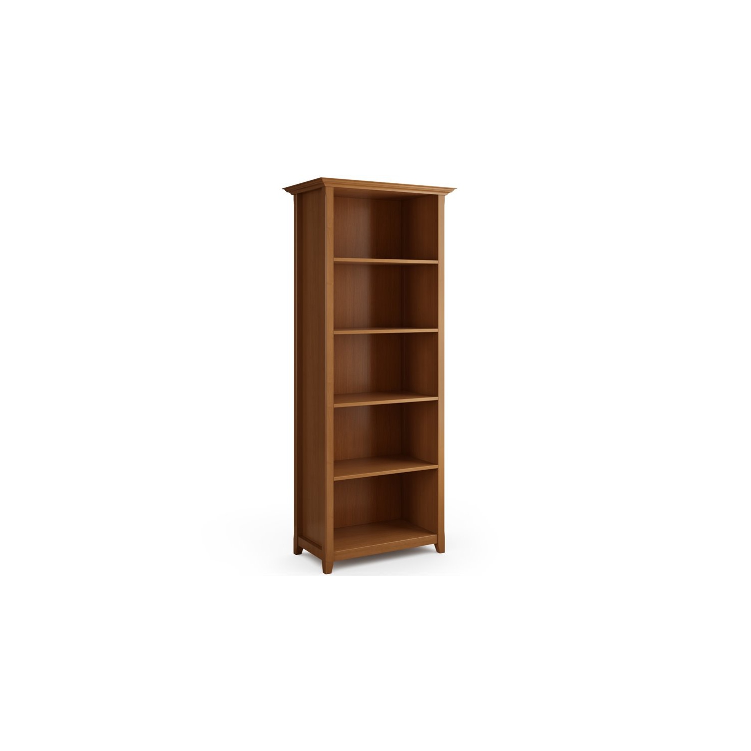 Trent Home – Bibliothèque en bois massif à 5 tablettes, brun doré clair
