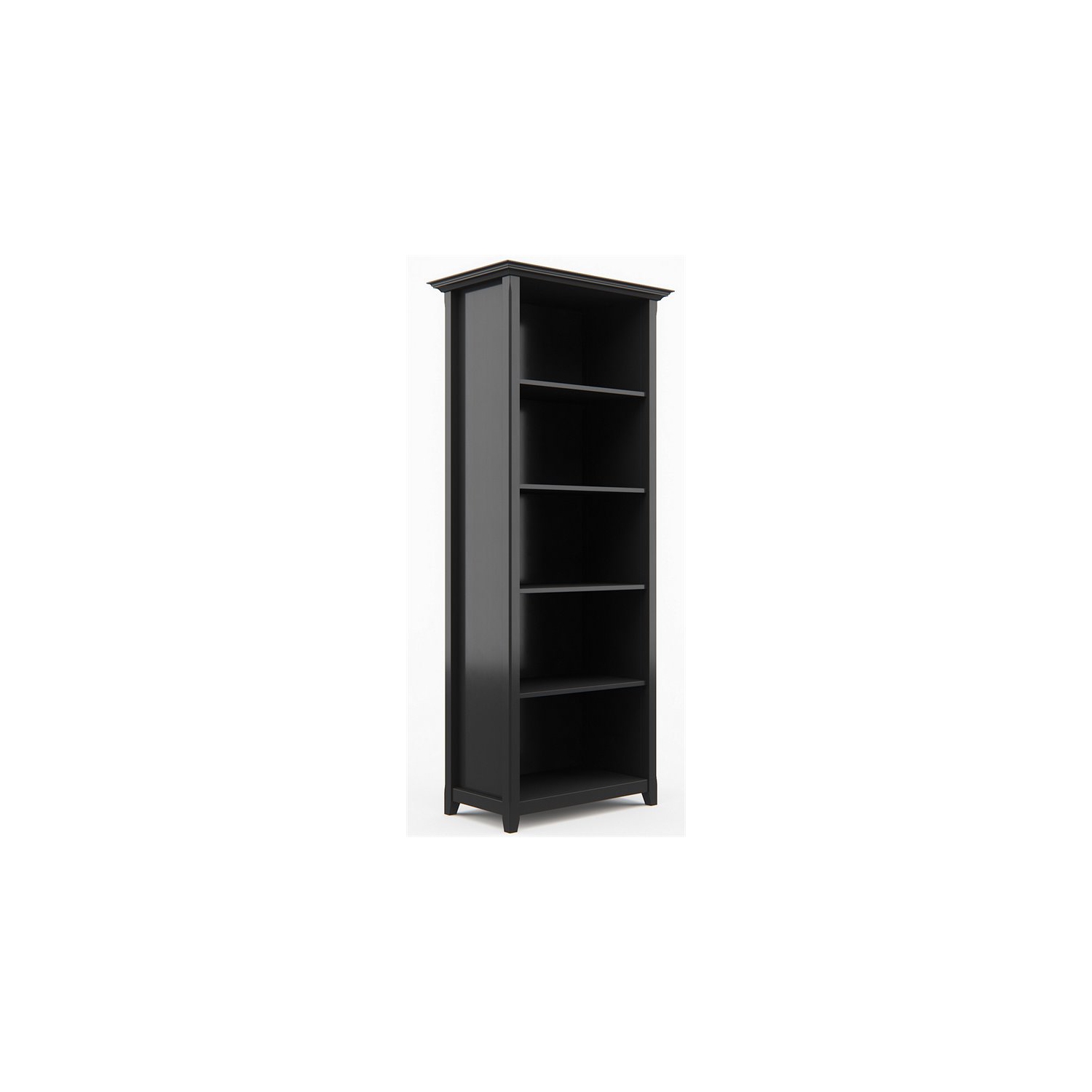 Trent Home Solid Wood 70" Tall 5-Shelf Bookcase in Black
