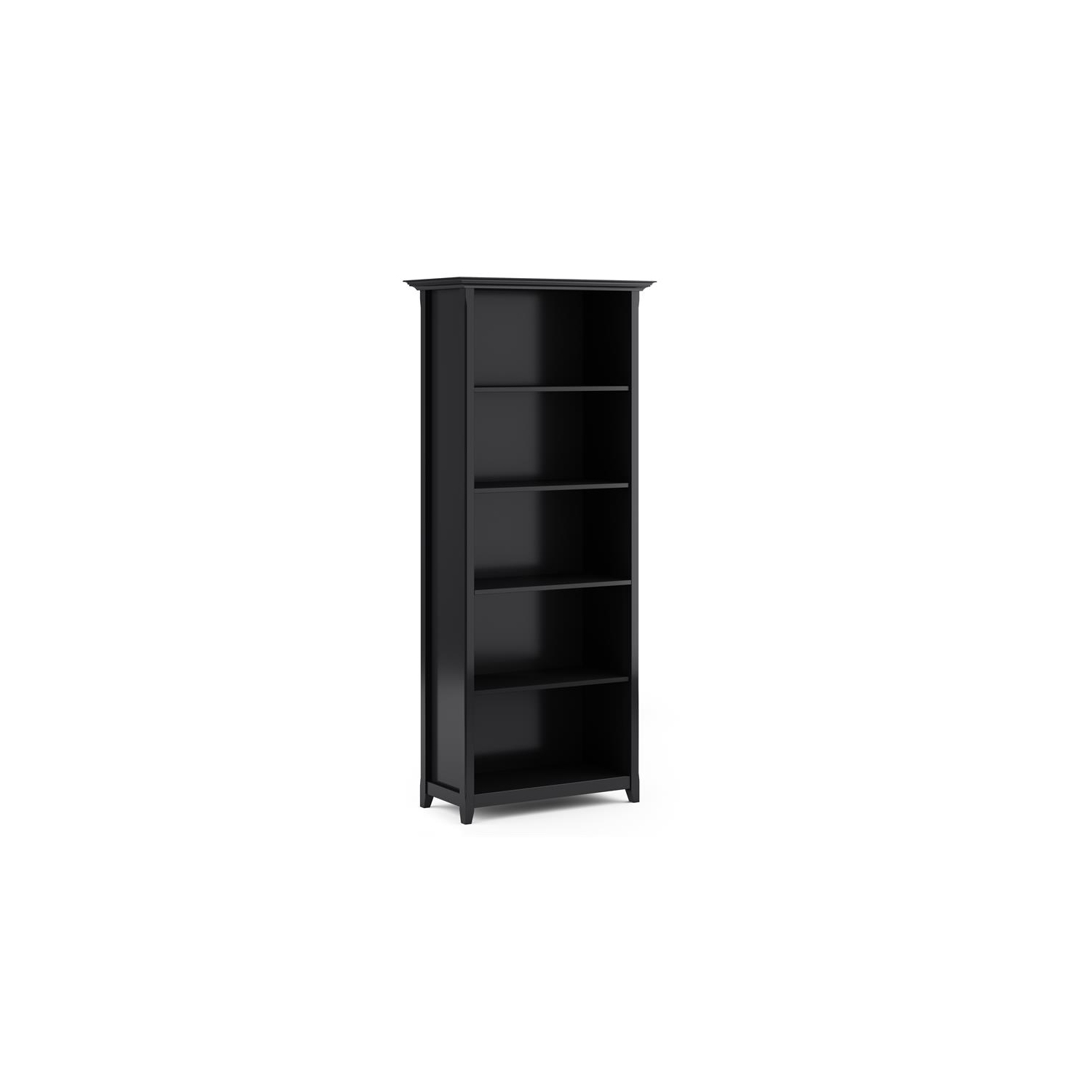 Trent Home Solid Wood 70" Tall 5-Shelf Bookcase in Black