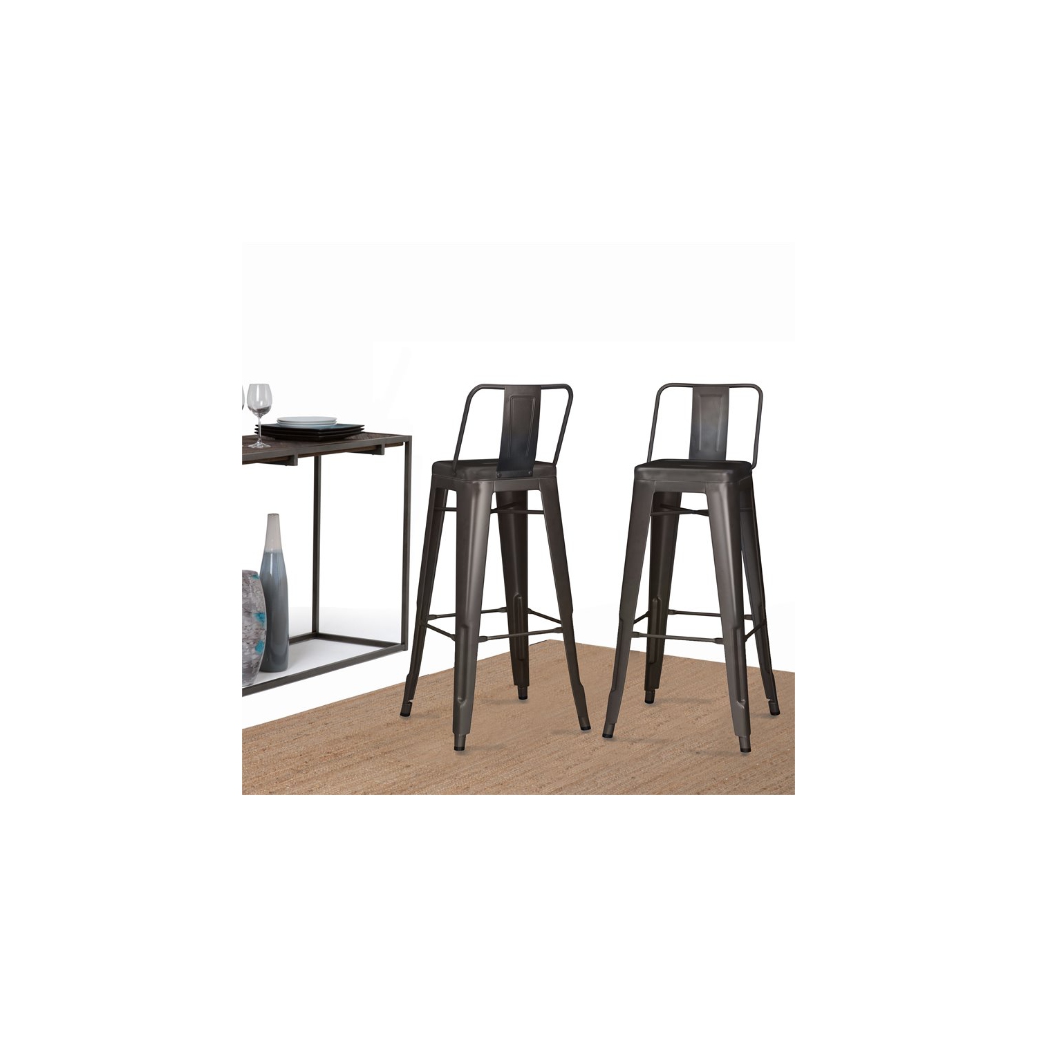 Tabouret de bar industriel en métal de 30 po de Trent Home - Gris métallique