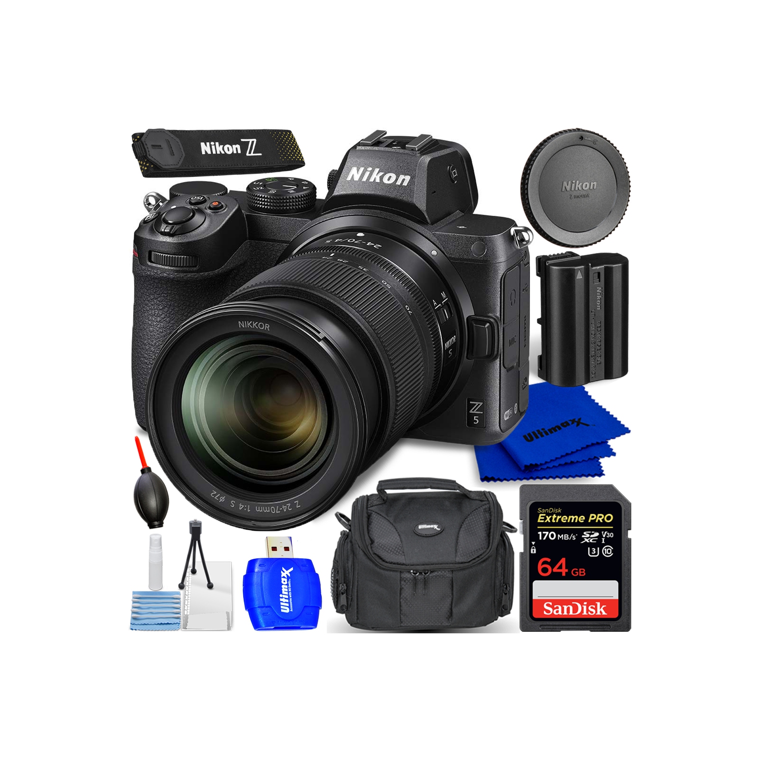 Nikon Z5 Mirrorless Camera with 24-70mm f/4 Lens Kit - 7PC Accessory Bundle