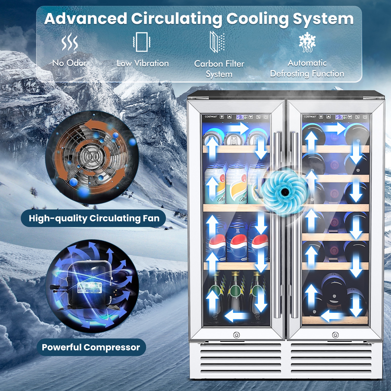 Costway 24" Dual Zone Wine and Beverage Cooler Refrigerator Dual Control Refrigerator