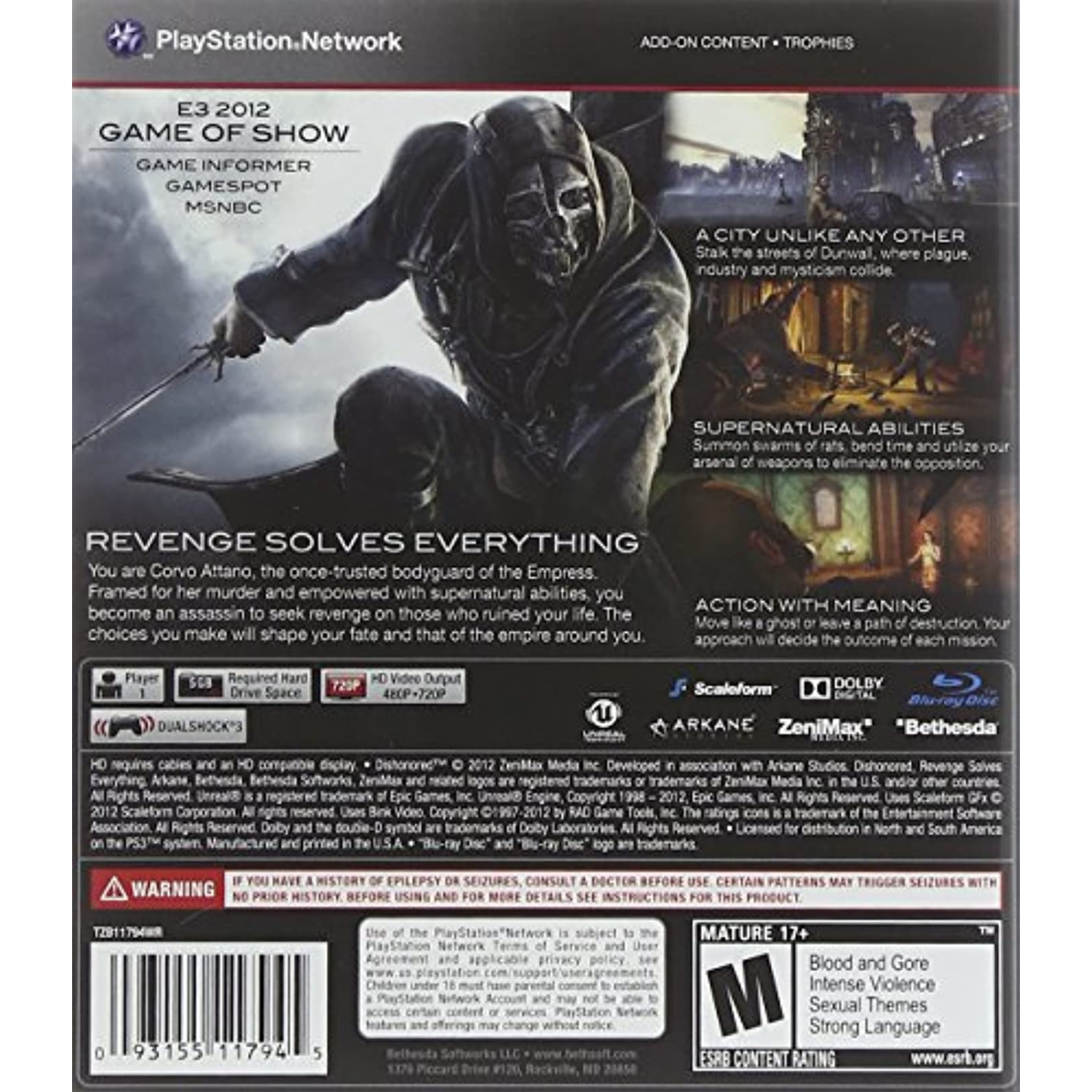 Previously Played - Dishonored For PlayStation 3 PS3 Shooter