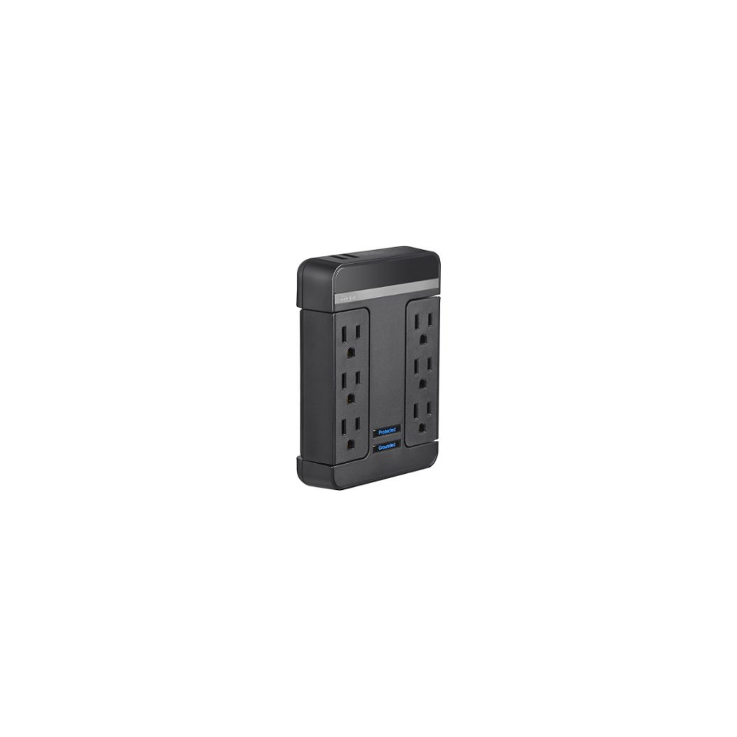 Open Box - Rocketfish RF-HTS1615 6-Outlet/2-USB Swivel Wall Tap Surge Protector Black