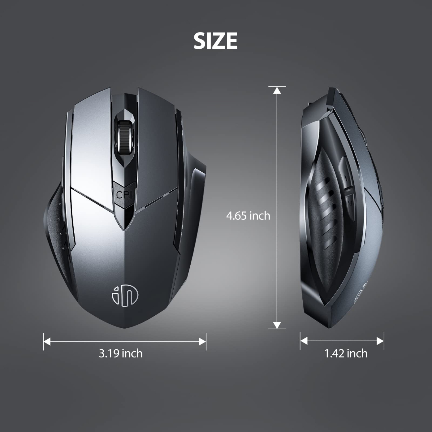 Bluetooth Mouse, Inphic Multi-Device Silent Rechargeable Bluetooth Wireless Mouse, 1600DPI Ergon