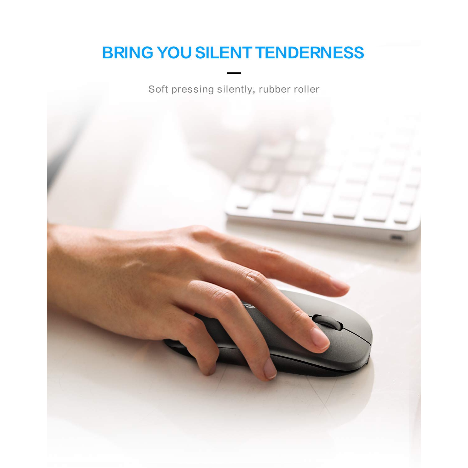 INPHIC Silent Wireless Mouse, Upgraded: Battery Level Visible , Ultra Slim 2.4G Rechargeable Cordless Mouse Computer Mice 1