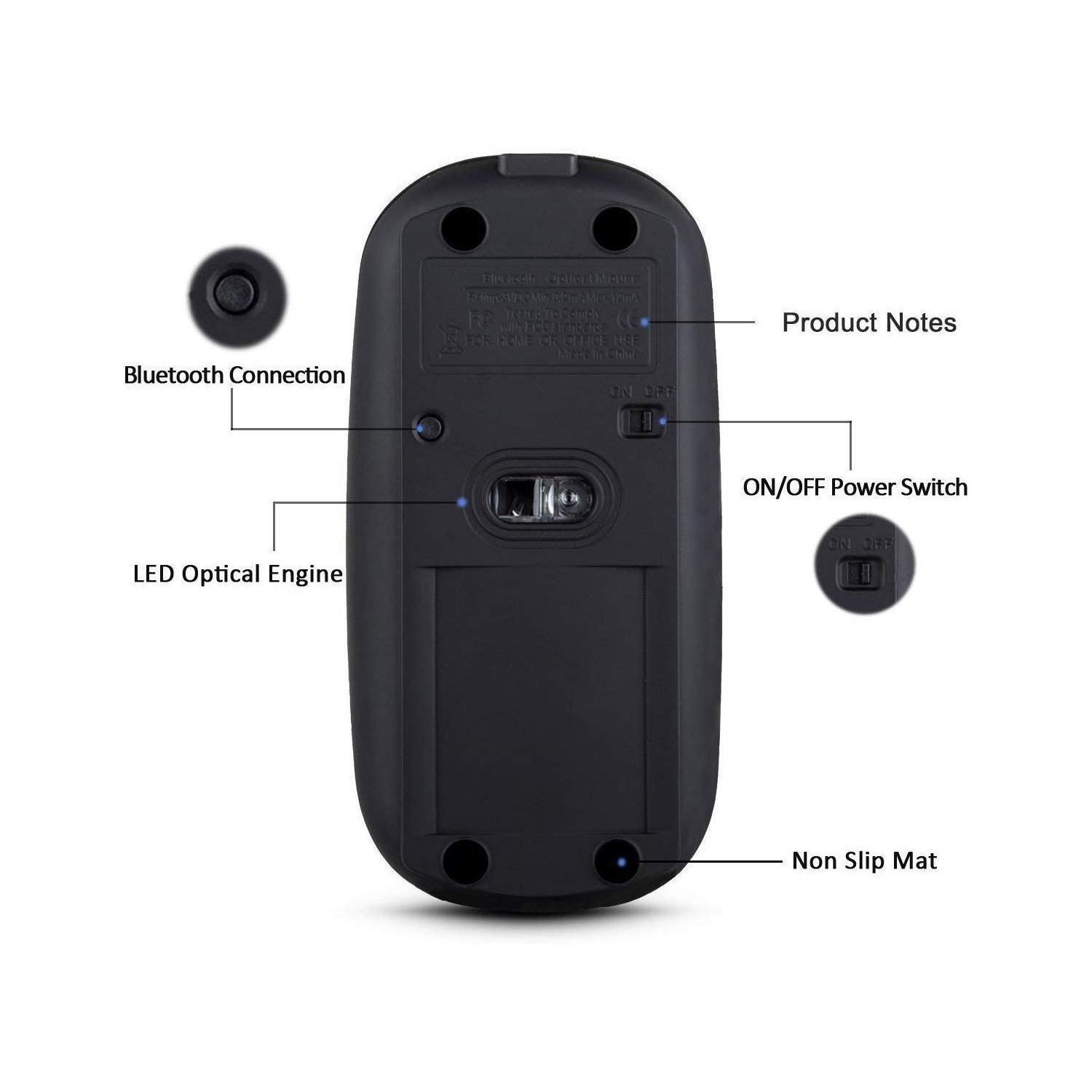 Rechargeable Bluetooth Mouse for MacBook Pro Wireless Bluetooth Mouse for Mac Laptop MacBook Air Windows Notebook MacBook(Bl