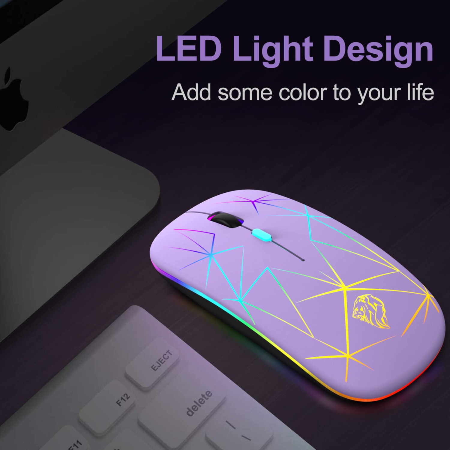 Wireless Mouse,Slim Rechargeable Bluetooth Mouse,Led Dual Mode(Bluetooth 5.1+2.4G) Silent Mouse with USB Receiver and Type C