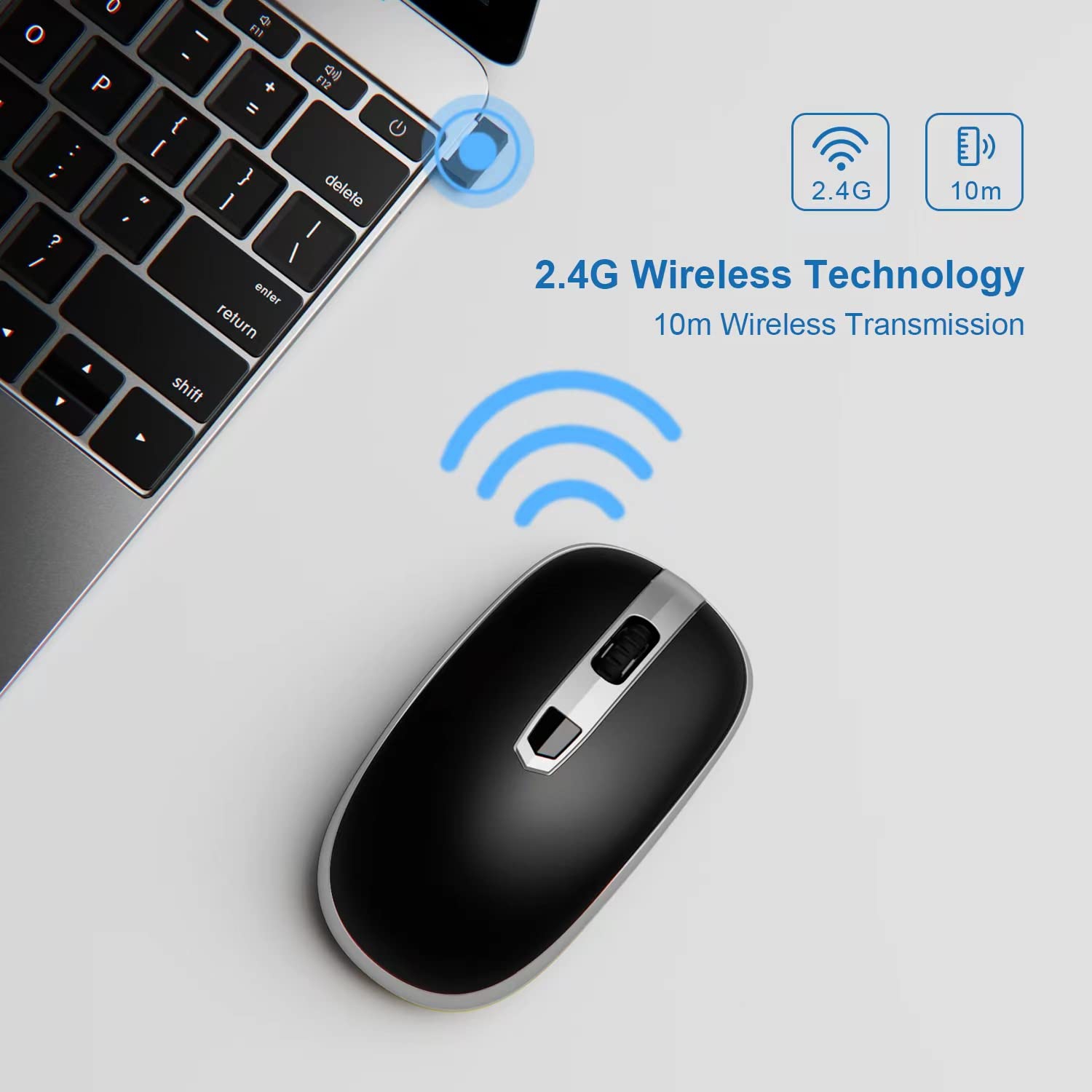 Wireless Mouse, JUKSTG 2.4G Portable Ergonomic Mouse with USB Nano Receiver, 3 Adjustable DPI Levels, Computer Cordless Mous