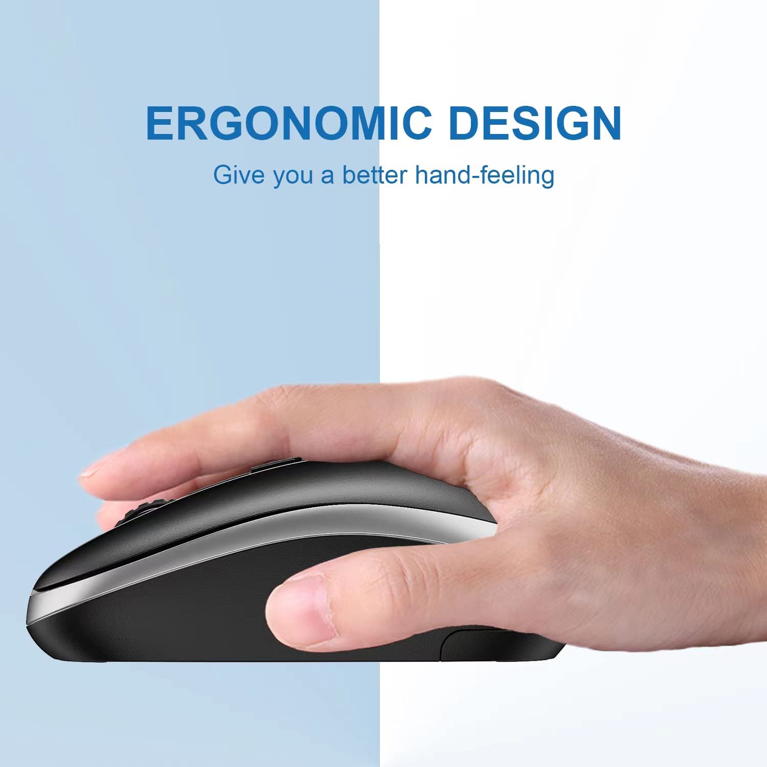 Wireless Mouse, JUKSTG 2.4G Portable Ergonomic Mouse with USB Nano Receiver, 3 Adjustable DPI Levels, Computer Cordless Mous