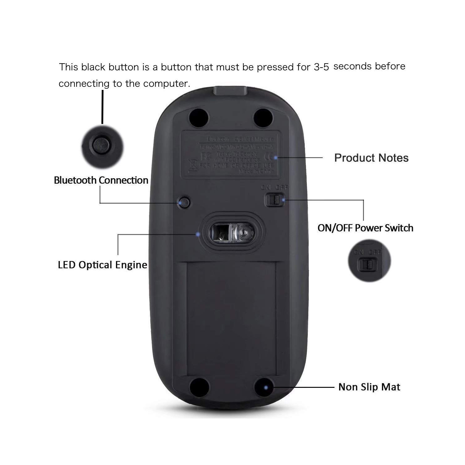 Souris Bluetooth rechargeable pour MacBook Pro Souris sans fil Bluetooth pour portable Mac MacBook Air ordinateur portable MacBook Air Windows