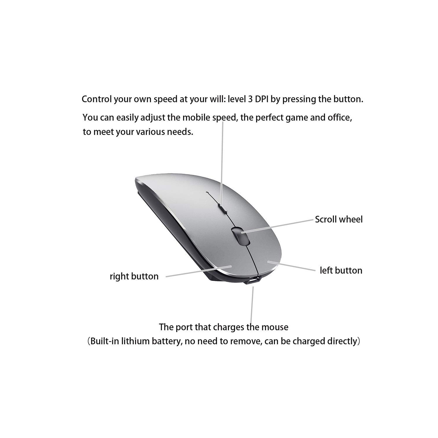 Souris Bluetooth rechargeable pour MacBook Pro Souris sans fil Bluetooth pour portable Mac MacBook Air ordinateur portable MacBook Air Windows