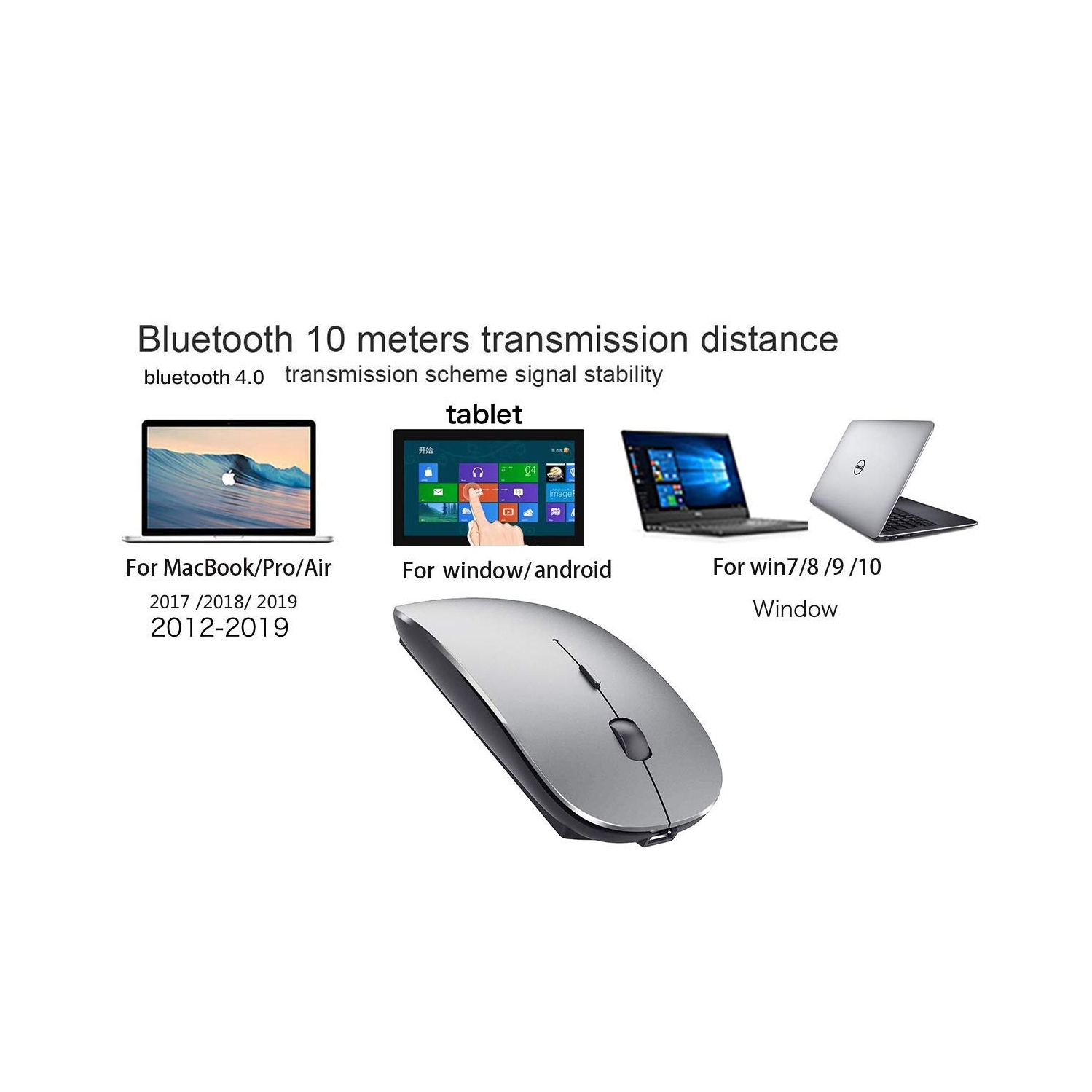 Souris Bluetooth rechargeable pour MacBook Pro Souris sans fil Bluetooth pour portable Mac MacBook Air ordinateur portable MacBook Air Windows