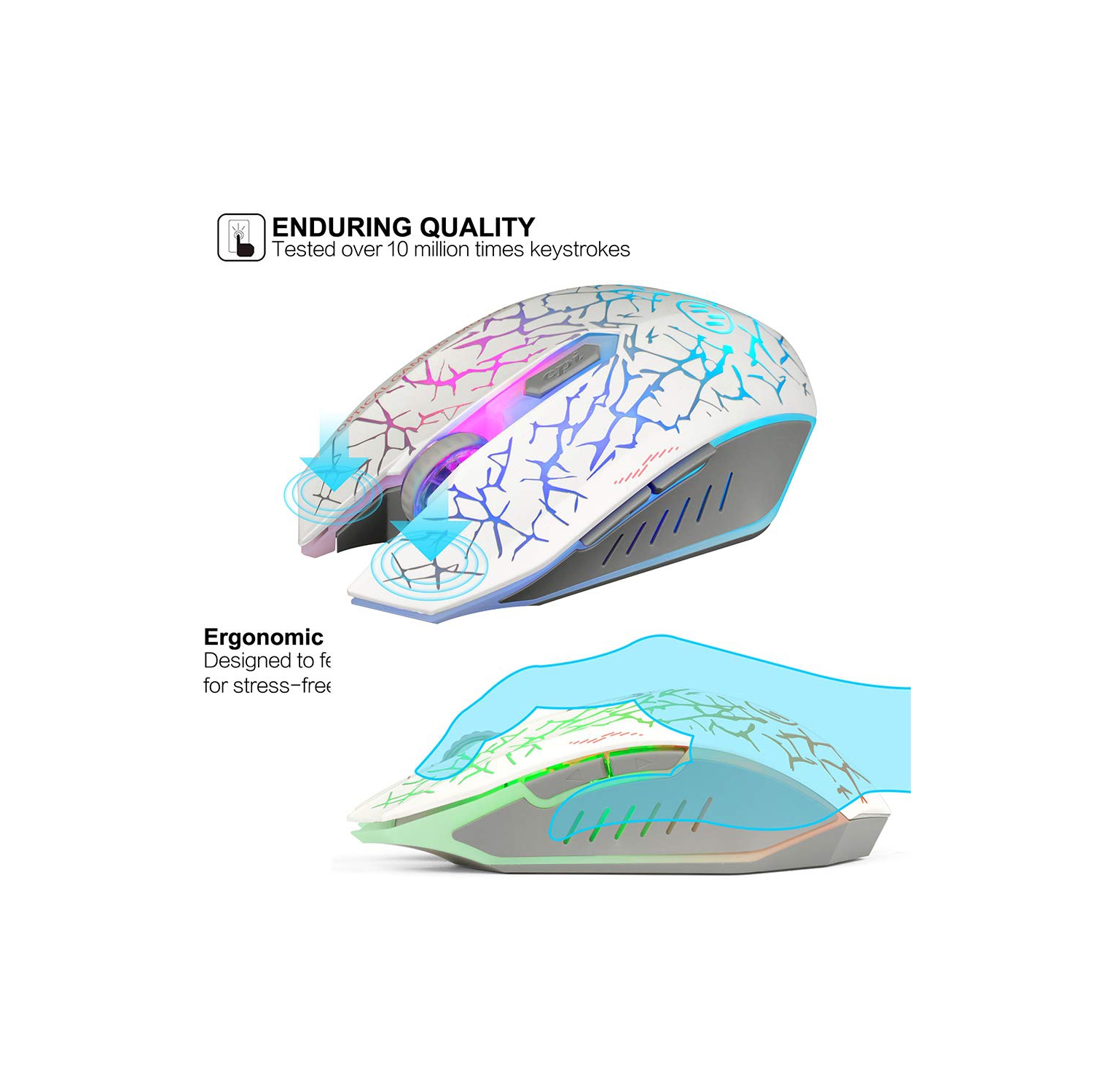 VEGCOO C12 Rechargeable Wireless Gaming Mouse Mice Silent Click Cordless Mouse 7 Smart Buttons PC Gaming Mouse Mice Advanced